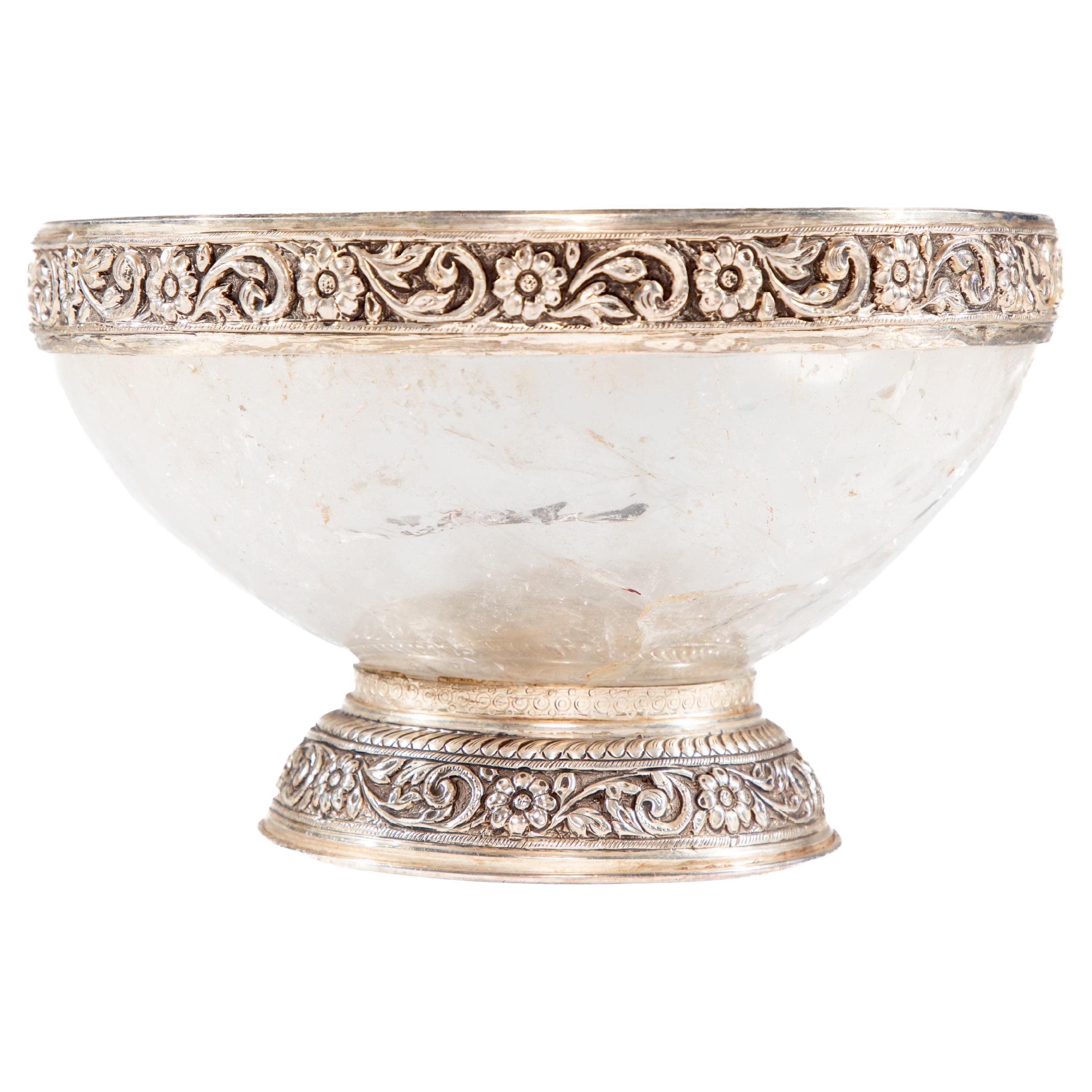 Silver Mounted Rock Crystal Bowl For Sale
