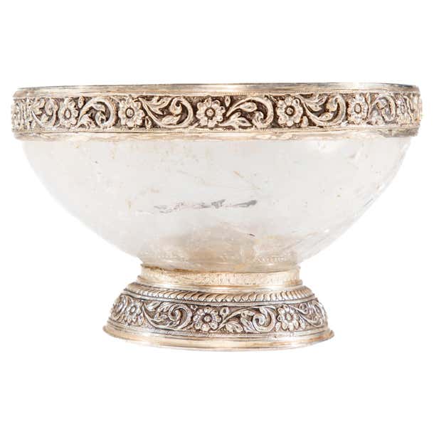 Universal Rocks Bowl Silver Mounted Rock Crystal Bowl For Sale at 1stDibs