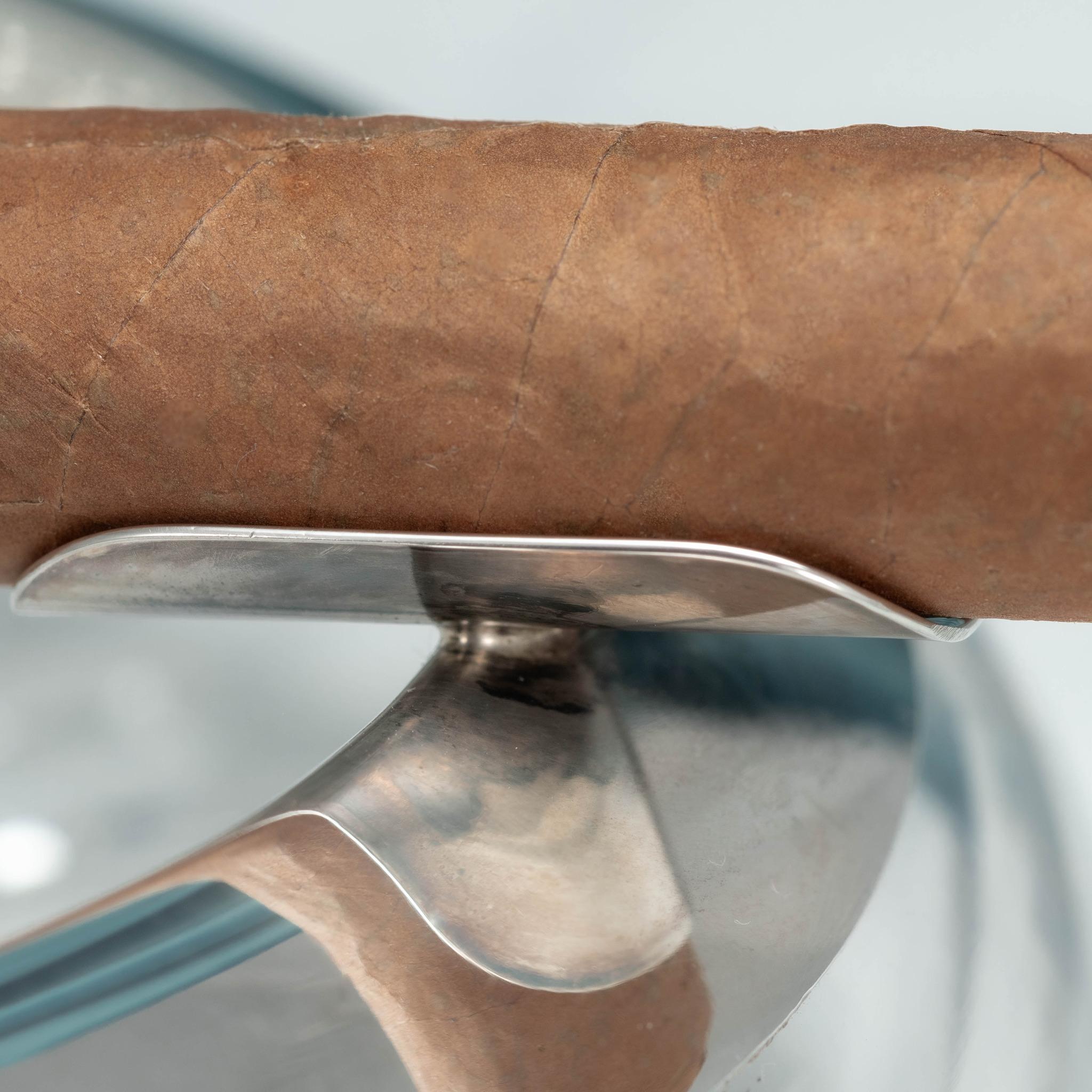 Silver Mounted Three Rest Cut Glass Cigar Ashtray, circa 1935 2