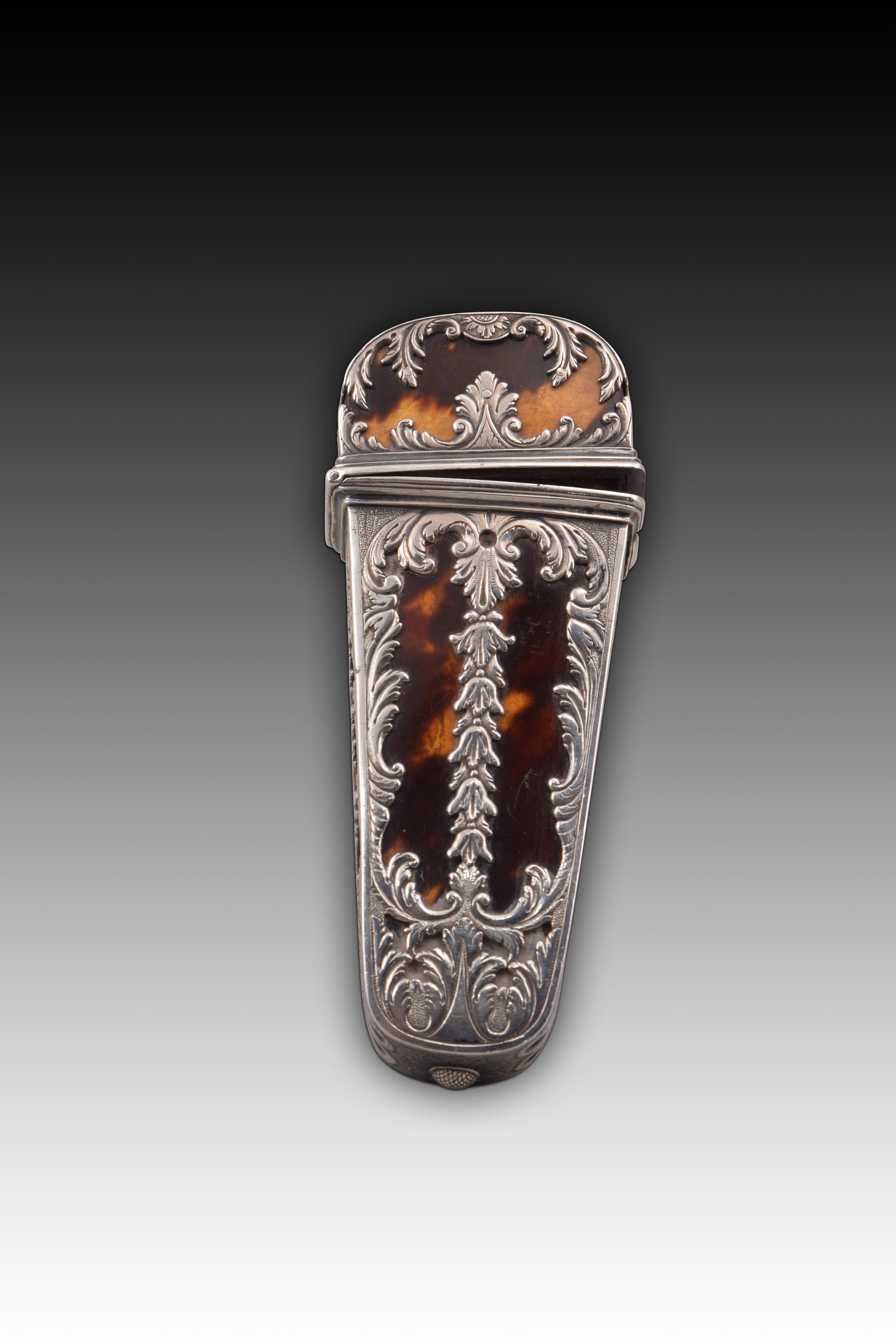 18th Century and Earlier Silver Mounted Tortoiseshell Perfume Caddy, 18th Century