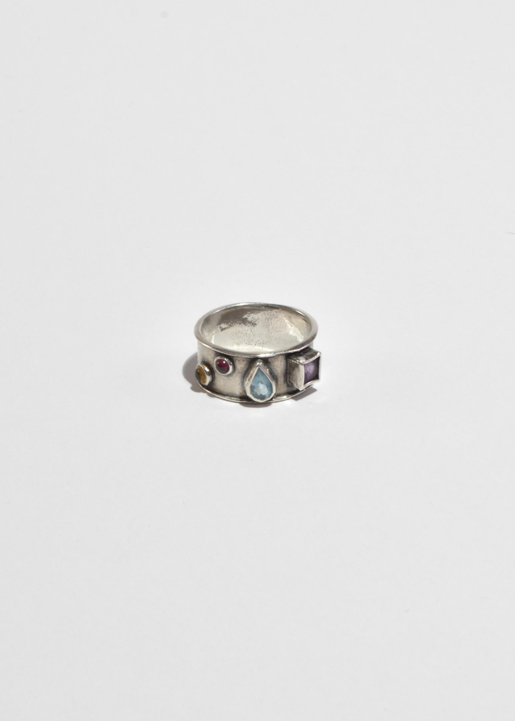 da uomo o donna Silver Multi Stone Ring in vendita