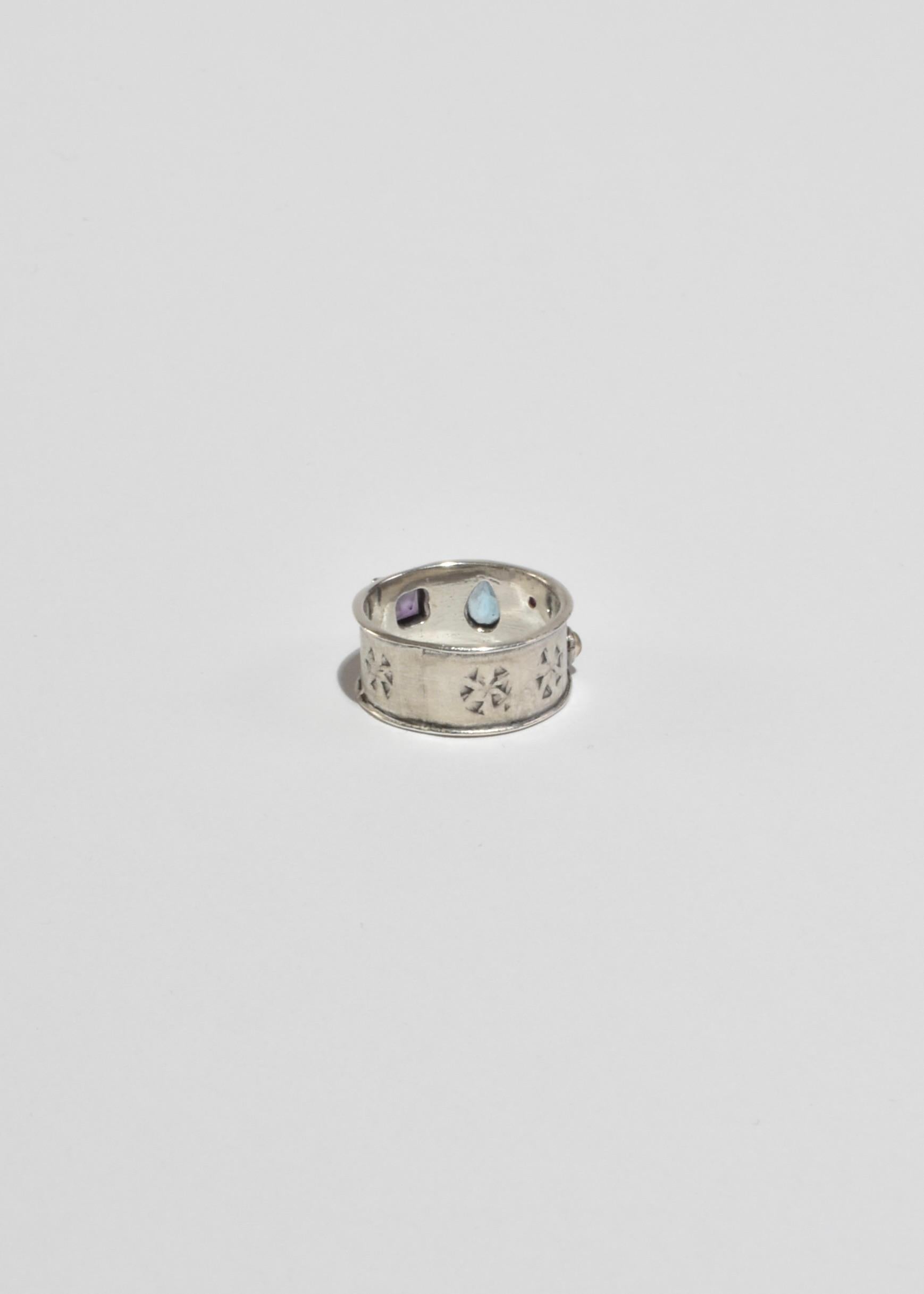 Silver Multi Stone Ring in vendita 1
