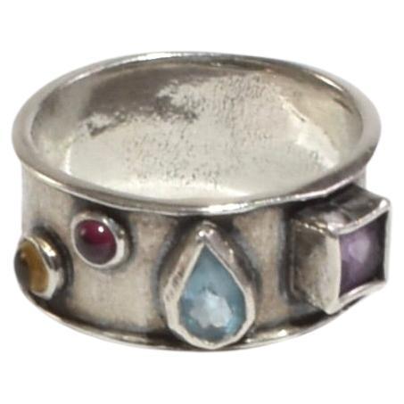 Silver Multi Stone Ring in vendita