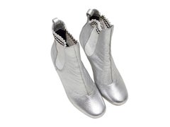 Silver & Multicolor Fendi Leather Heeled Sock Boots Size 37.5