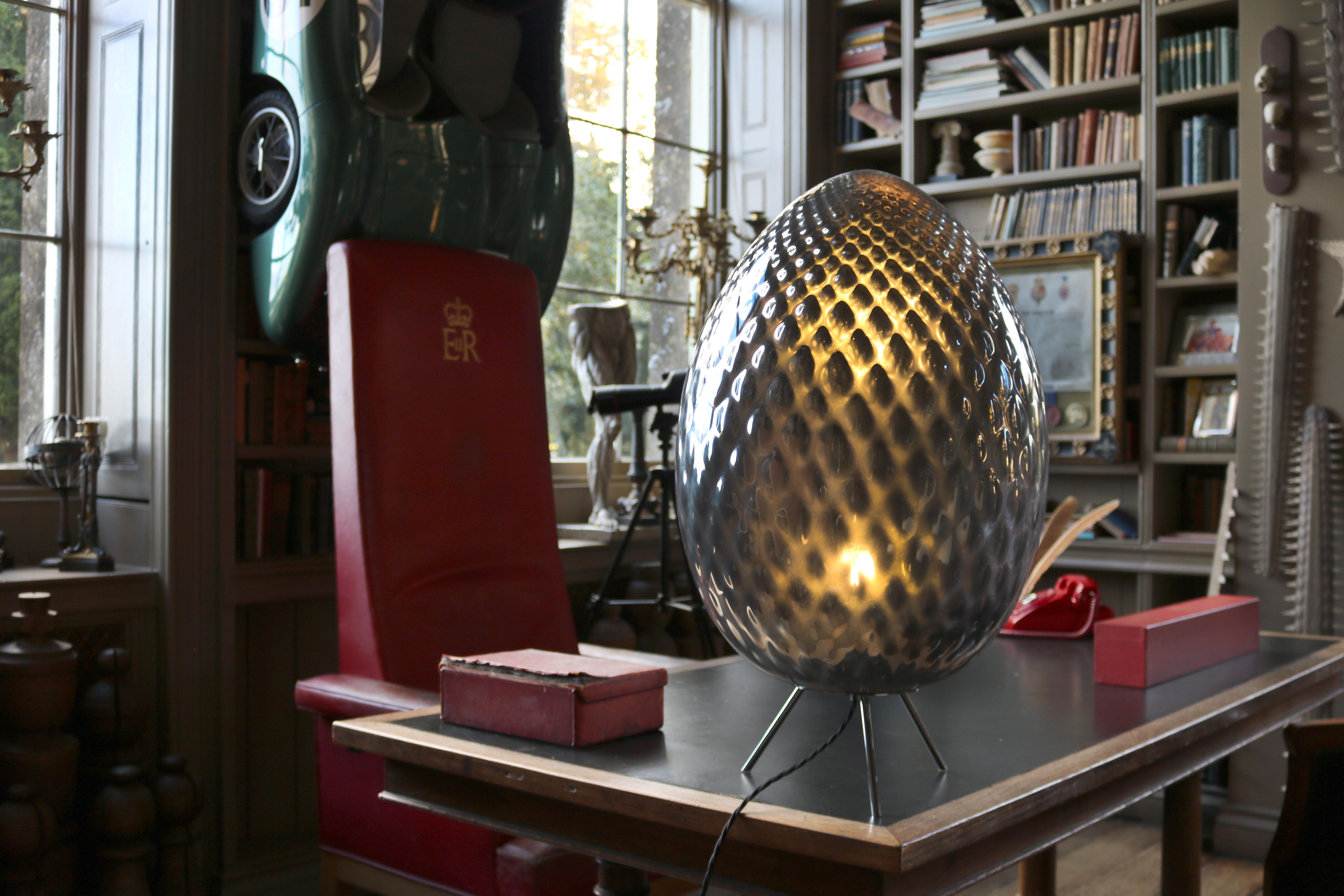 Silver Murano Glass Egg Lamp (21. Jahrhundert und zeitgenössisch) im Angebot