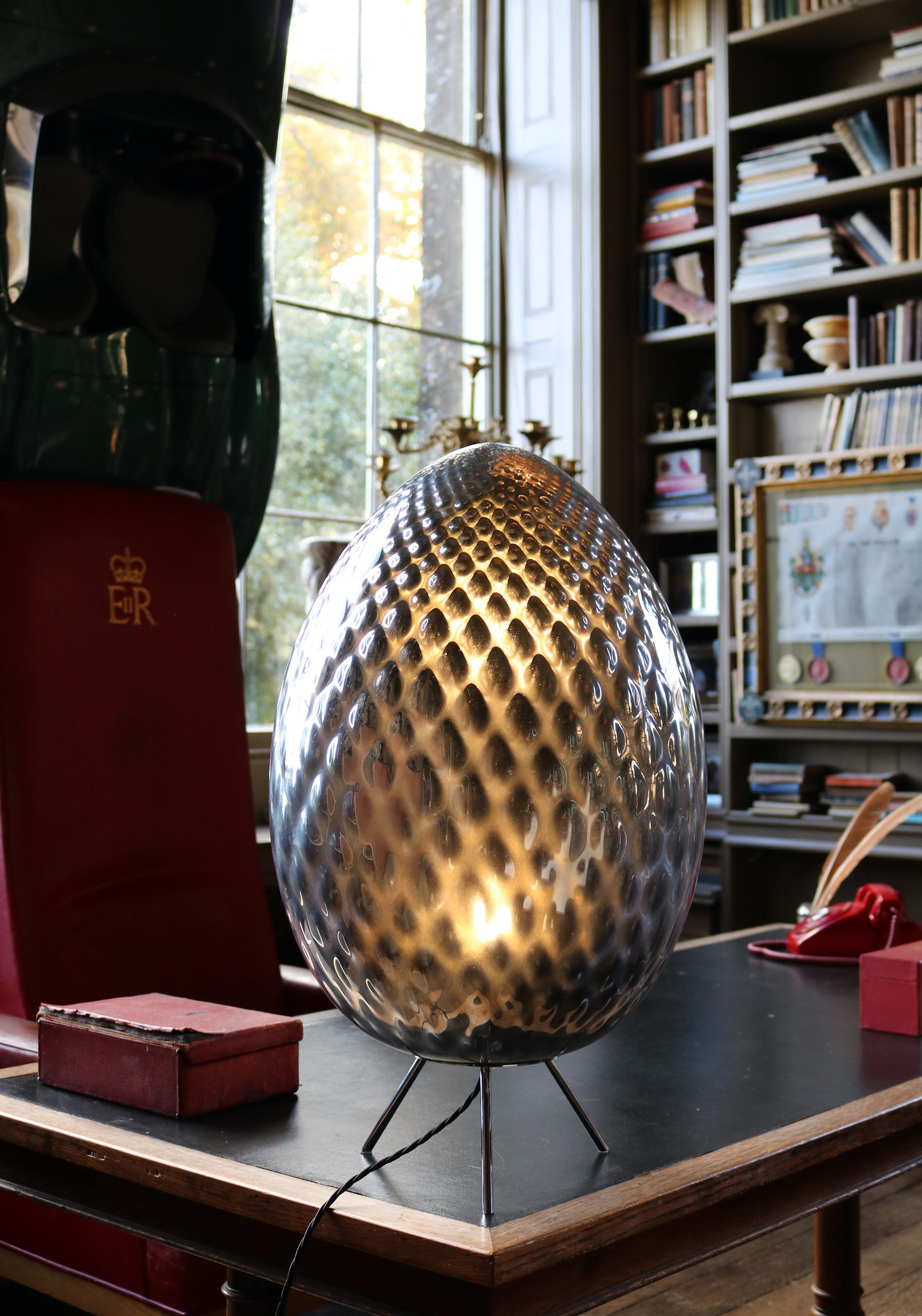 Silver Murano Glass Egg Lamp im Angebot 1