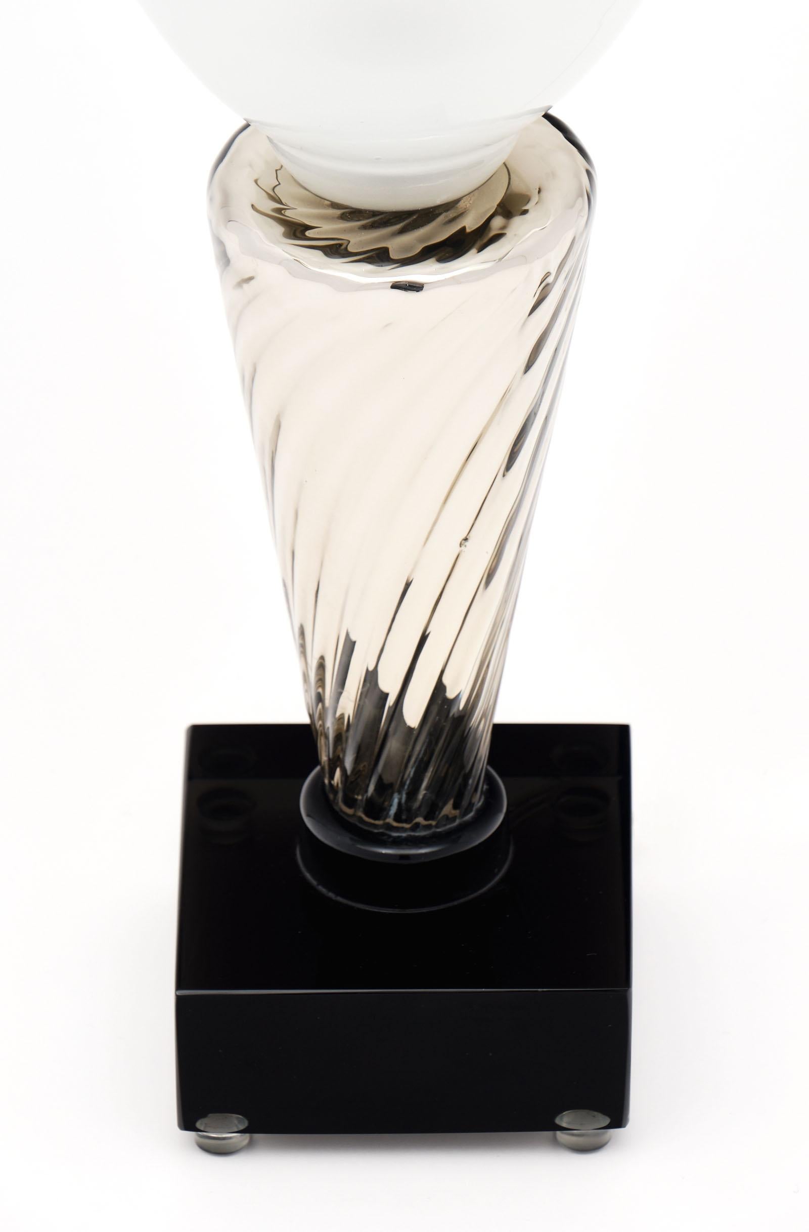 Silver Murano Glass Torchère Lamps 4