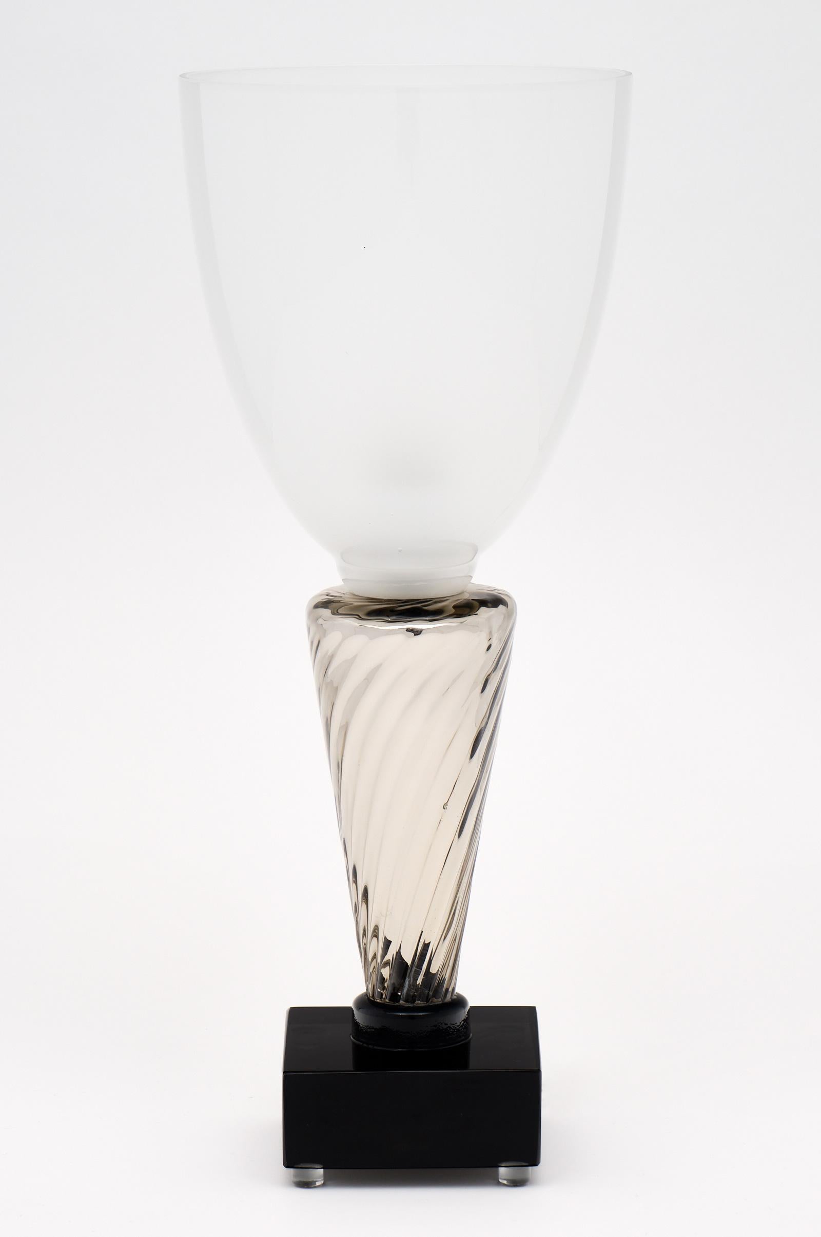 Silver Murano Glass Torchère Lamps (Italienisch)