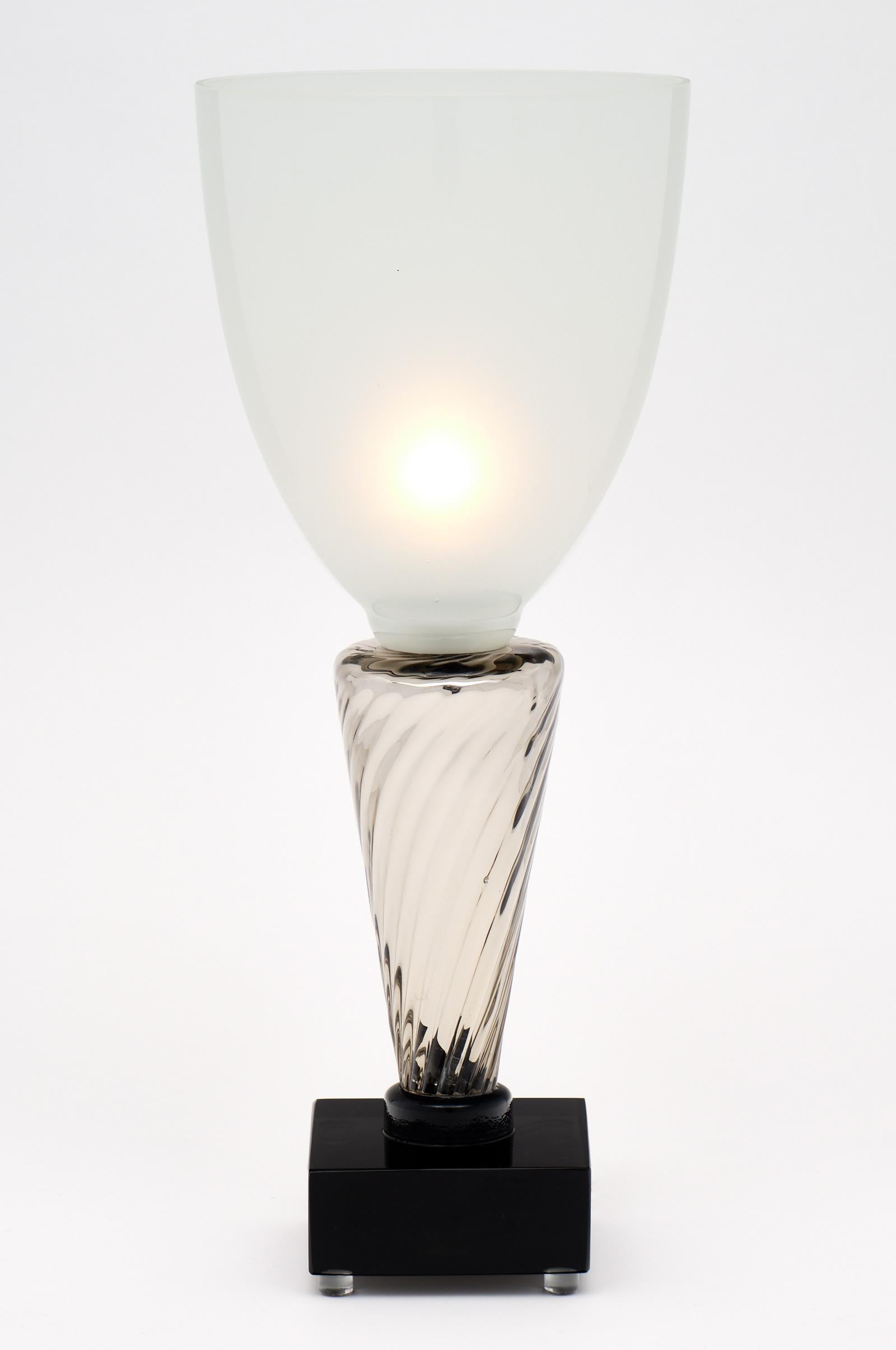 Silver Murano Glass Torchère Lamps im Zustand „Hervorragend“ in Austin, TX