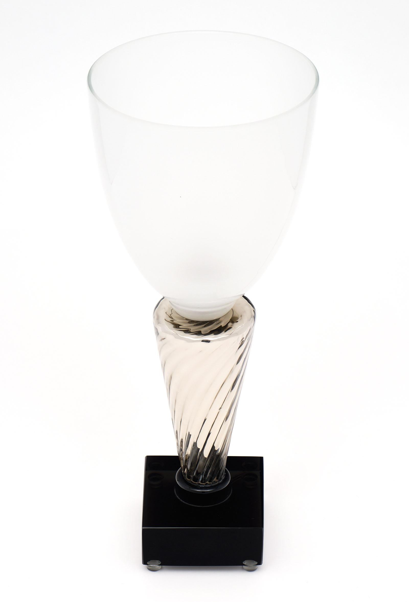 Silver Murano Glass Torchère Lamps (Muranoglas)
