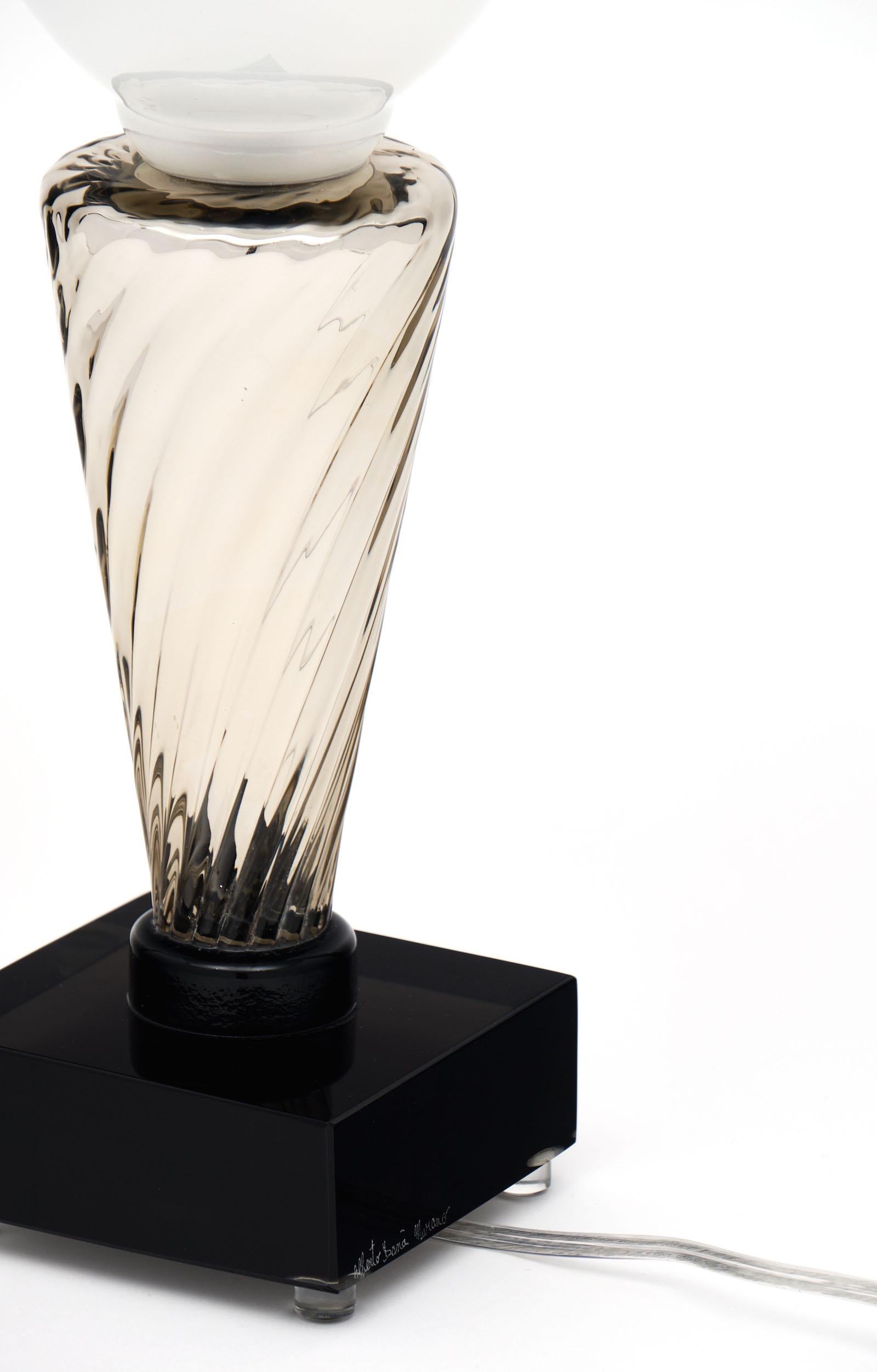 Silver Murano Glass Torchère Lamps 2