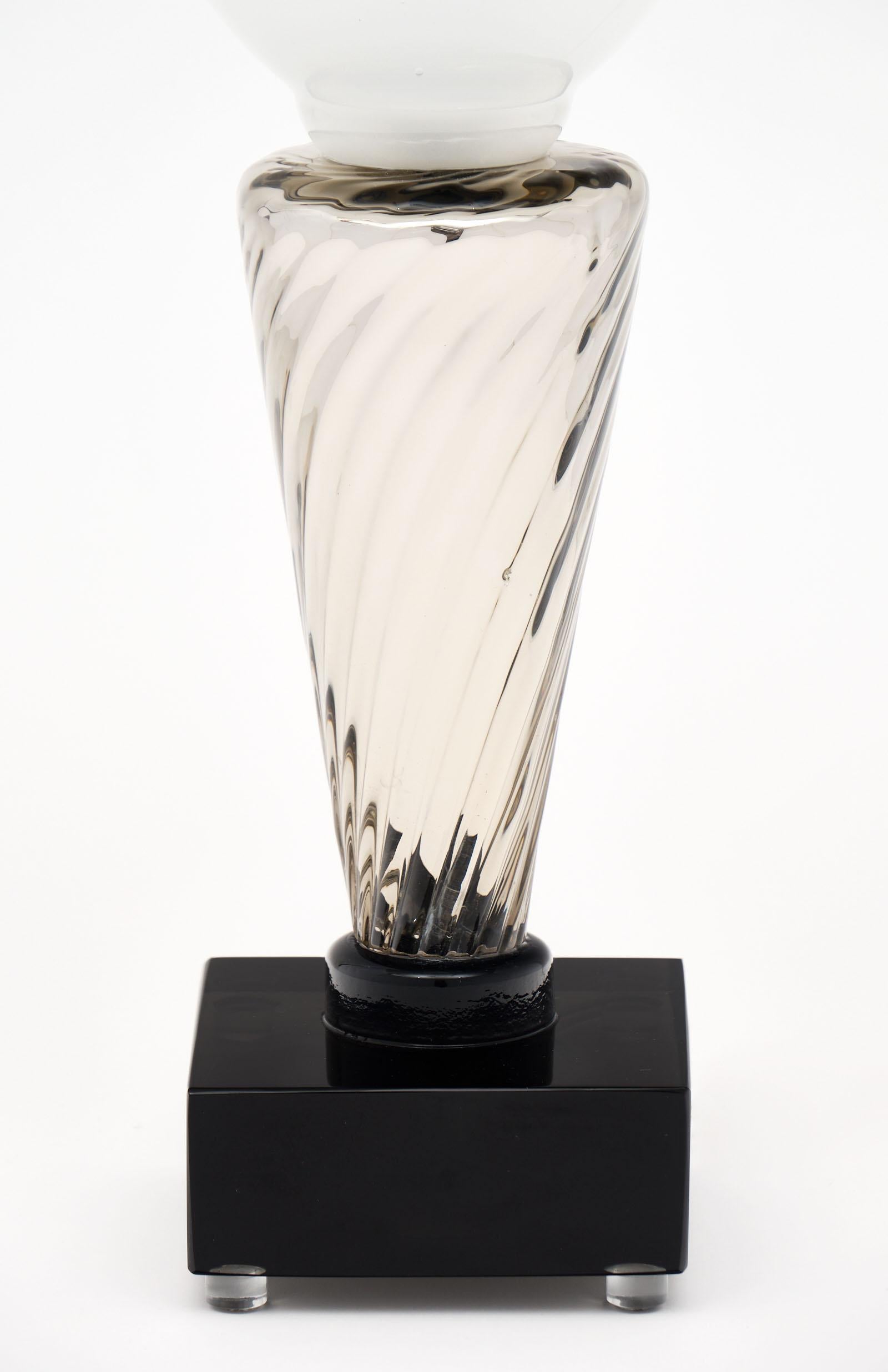 Silver Murano Glass Torchère Lamps 3