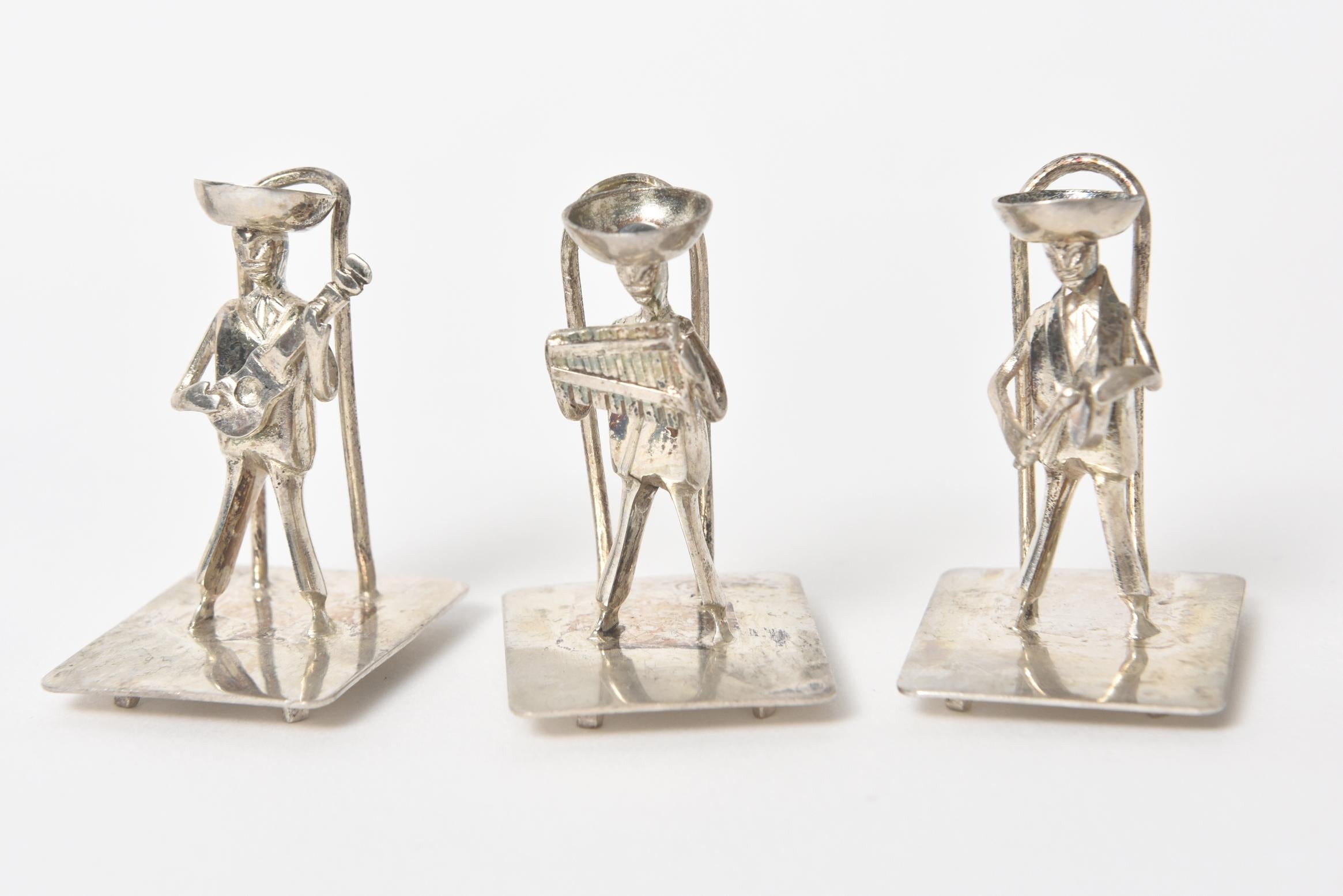 Silver Musician Mariachi Band Figural Place Card Holders Placecard Set of 10 2