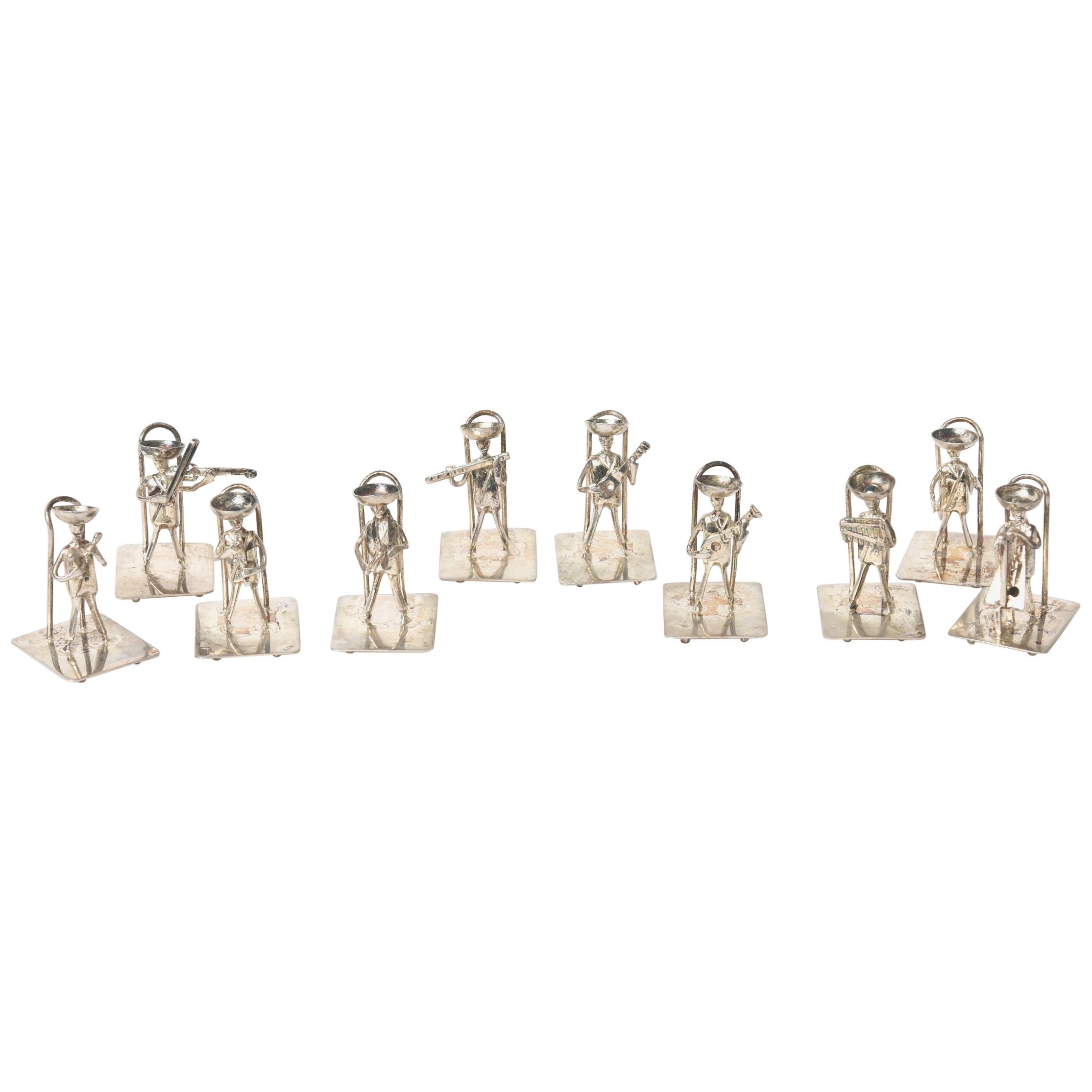 Silver Musician Mariachi Band Figural Place Card Holders Placecard Set of 10