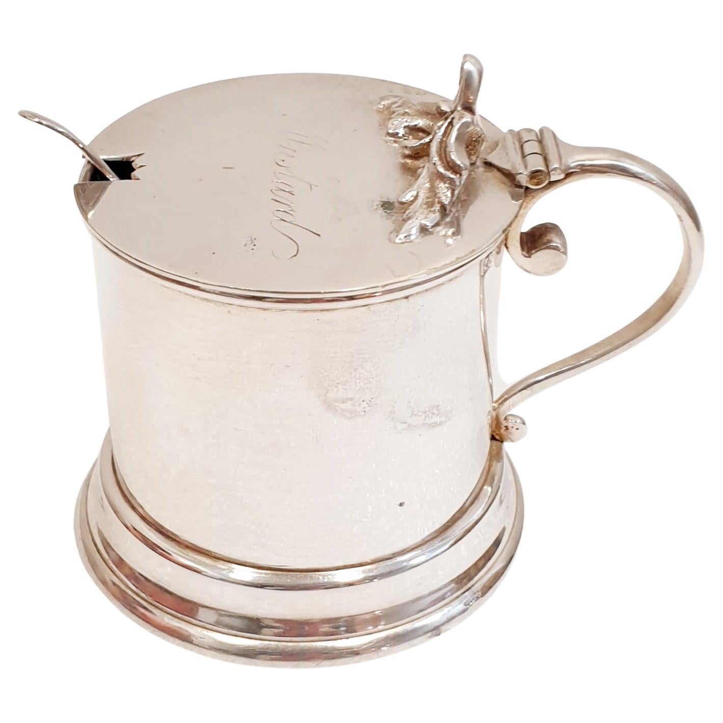 Silver Mustard Pot / Antique Sterling Sliver Seasoning Pot For Sale