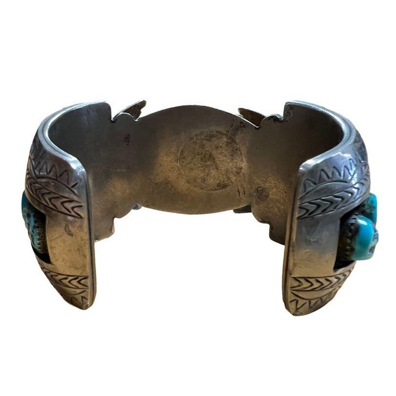 Fin du 20e siècle Manchette de montre Navajo en argent avec Bisbee Torqouise, style Hyson Craig en vente
