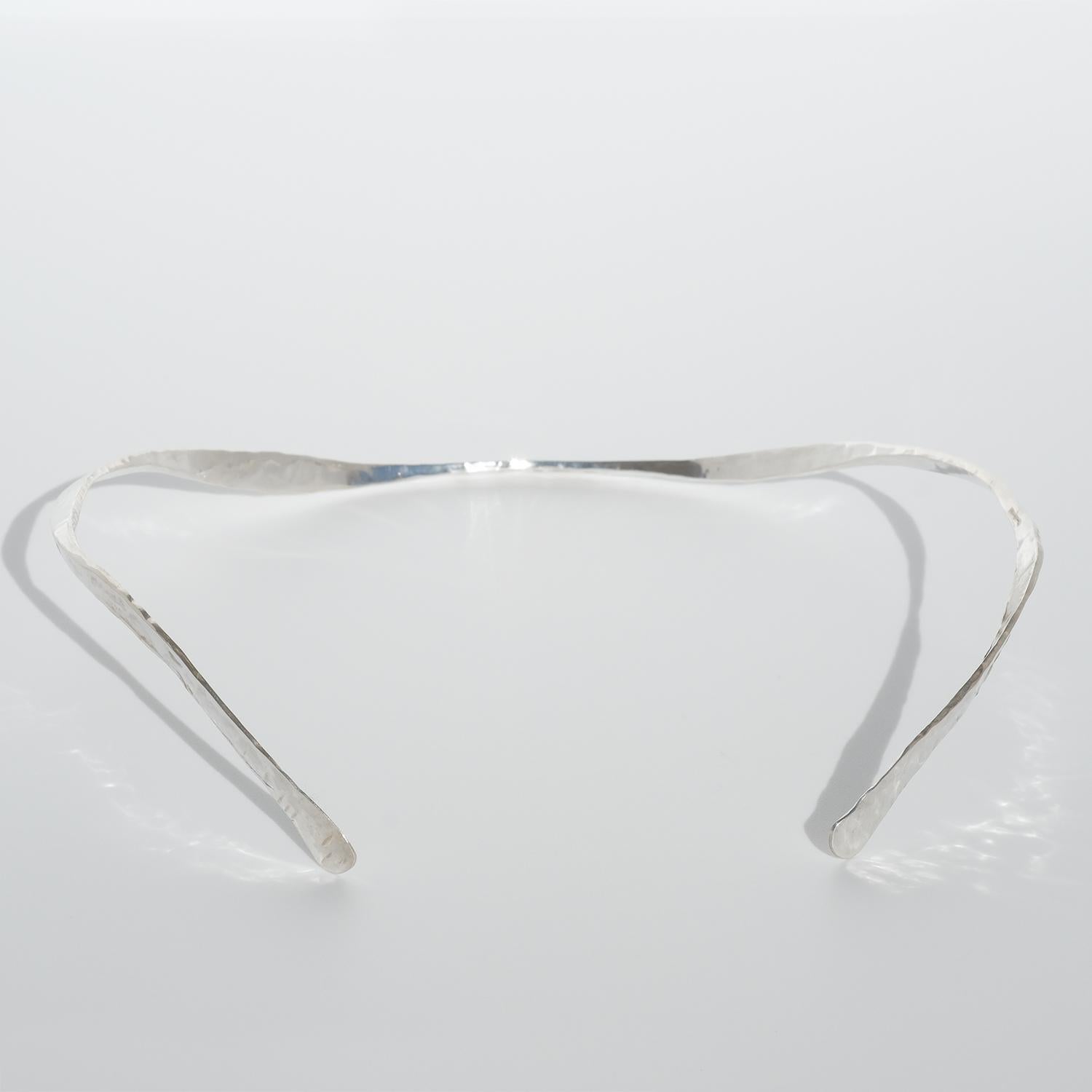 Silver Neck Ring by Swedish Silver-Smith Claës Giertta, Made Year 1970 For Sale 2