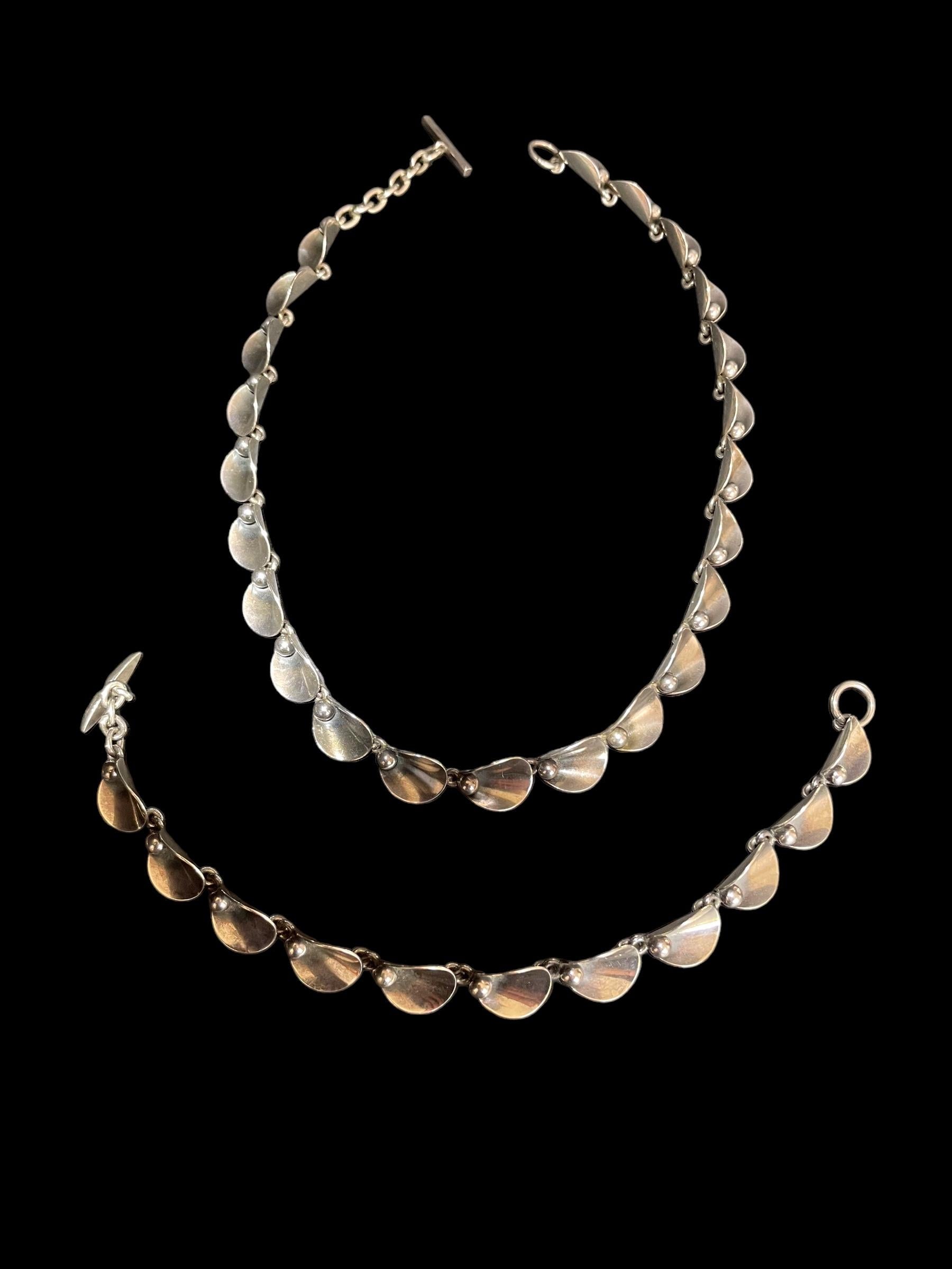 Danish Silver Necklace And Bracelet By Niels Erik From For Sale