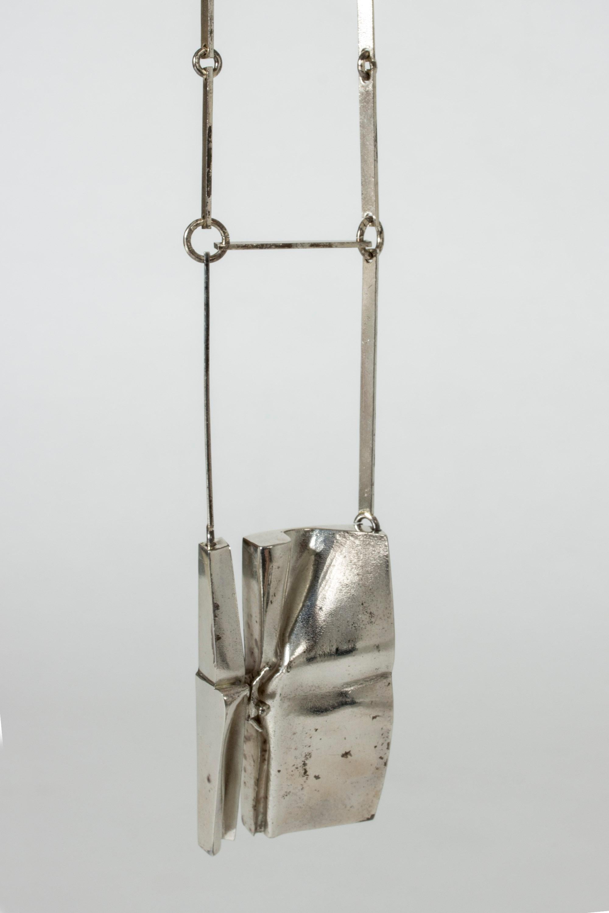 Modernist Silver Necklace by Björn Weckström for Lapponia, Sweden, 1971