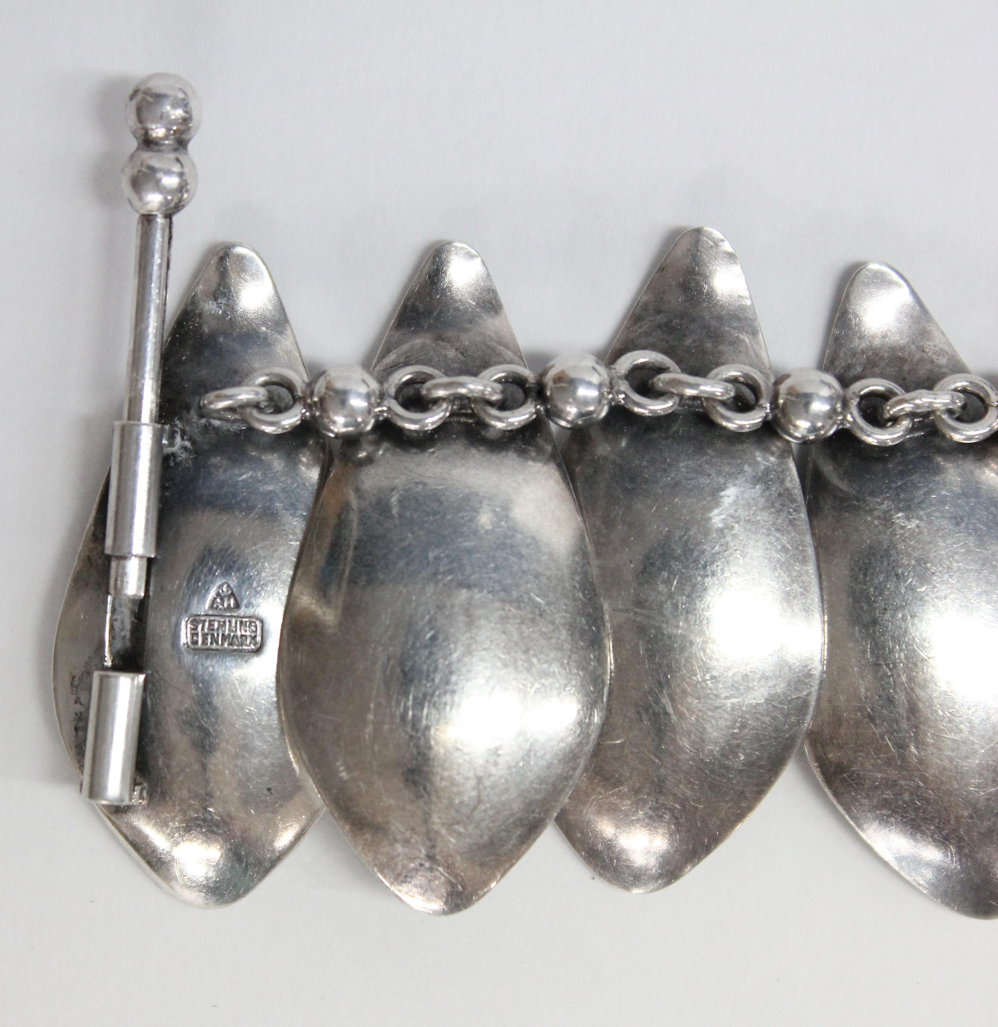 Modernist Silver Necklace by Michelsen, Sterling Silver, Denmark, 1950s For Sale