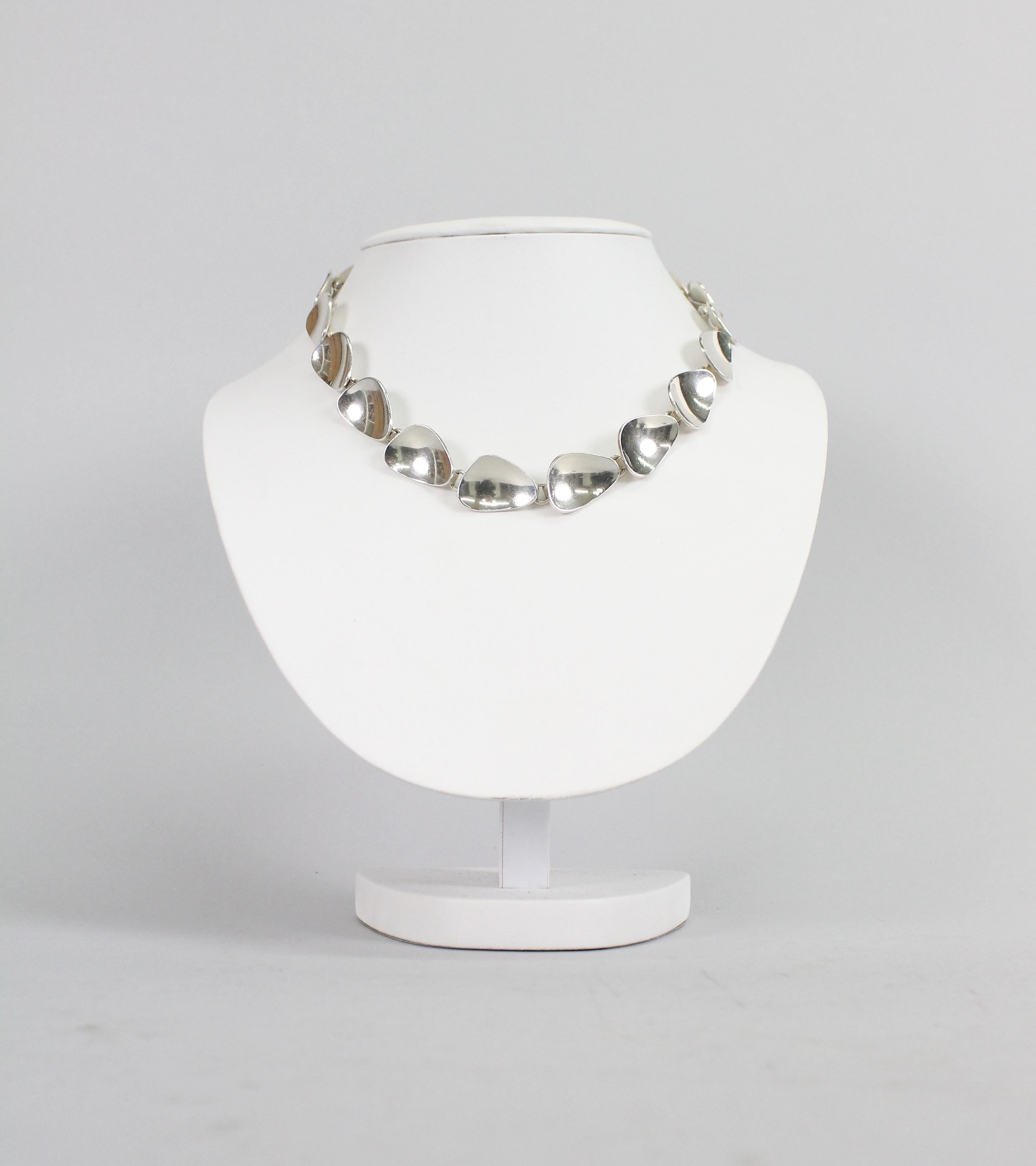 Modernist Silver Necklace by Michelsen, Stockholm, Sweden, 1954