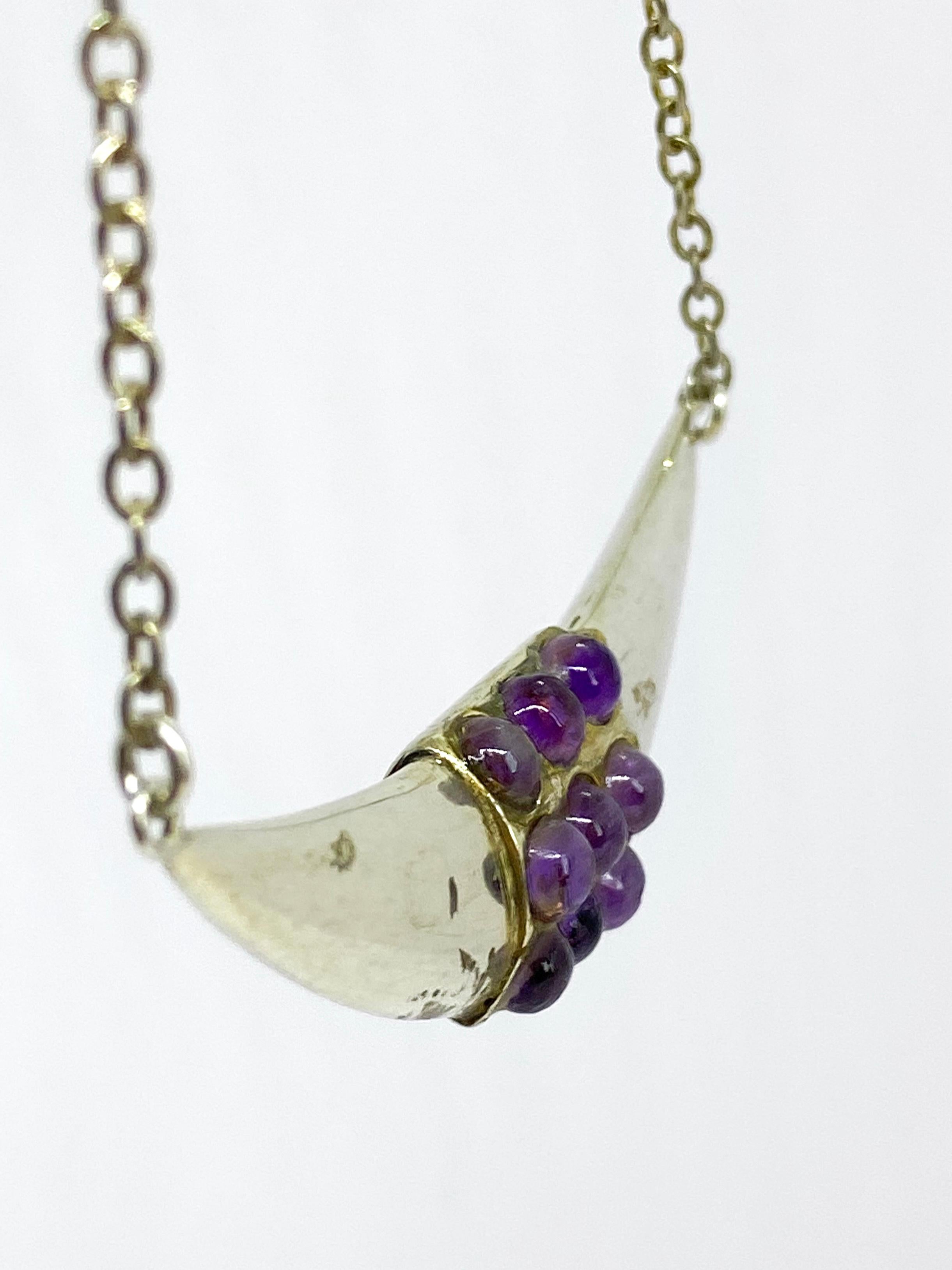 Silver Necklace Finland 1951 with Amethysts In Good Condition For Sale In Orimattila, FI
