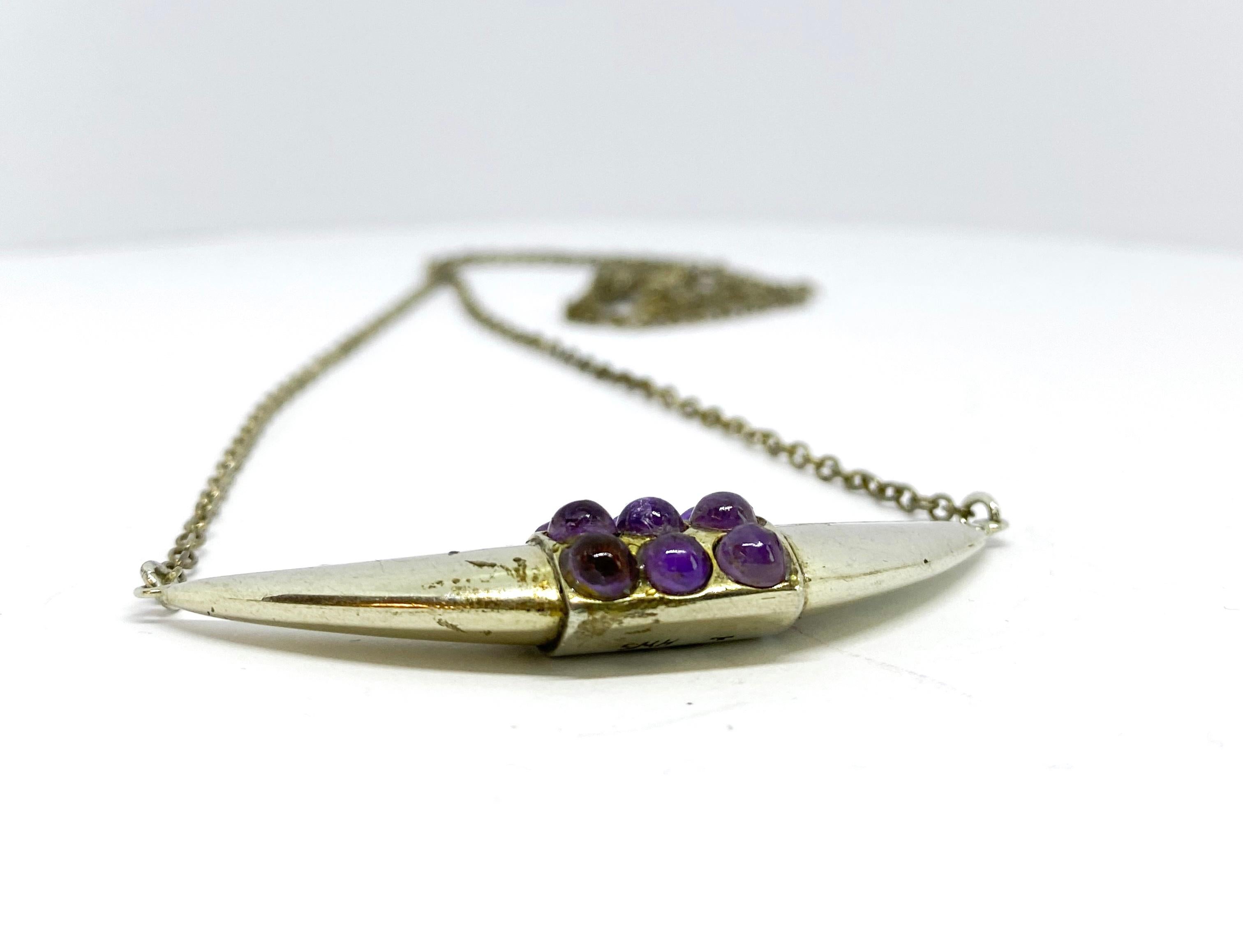 Silver Necklace Finland 1951 with Amethysts For Sale 1