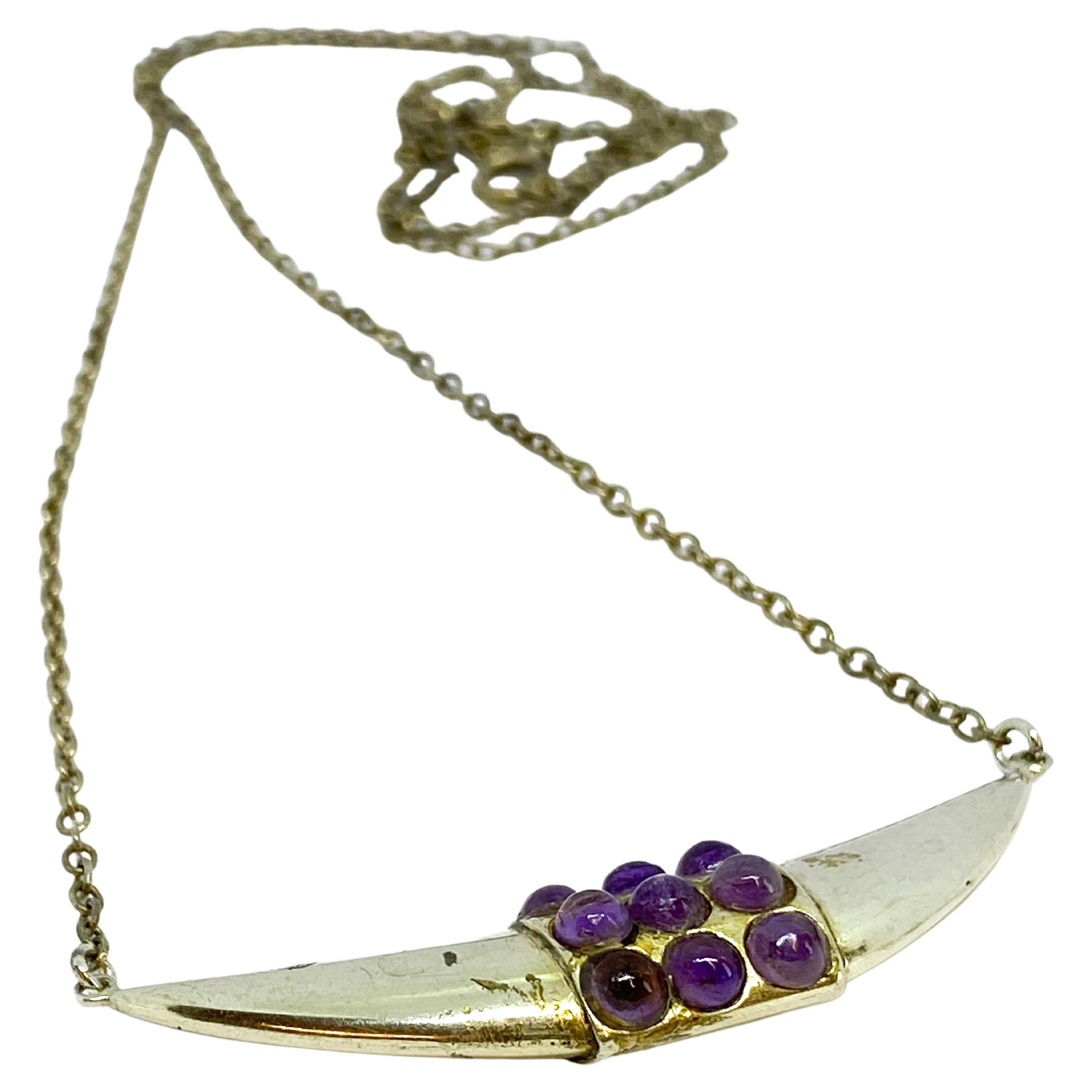 Silver Necklace Finland 1951 with Amethysts For Sale
