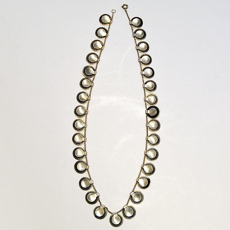 Mid-20th Century Silver vintage Necklace Guillocher Patterns by Grete P. Kittelsen 1950s, Norway