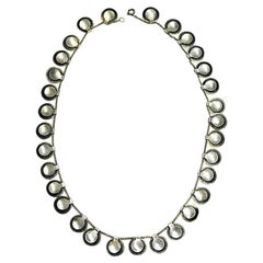 Collier vintage en argent motifs Guillocher par Grete P. Kittelsen 1950s:: Norvège