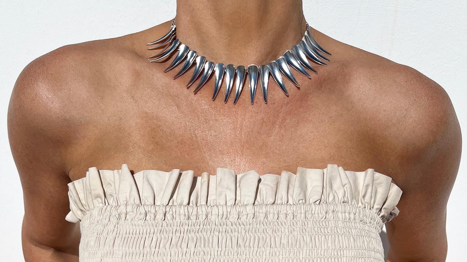 Silver Necklace Made in 1956, Atelier Borgila, Stockholm, Sweden For Sale 5