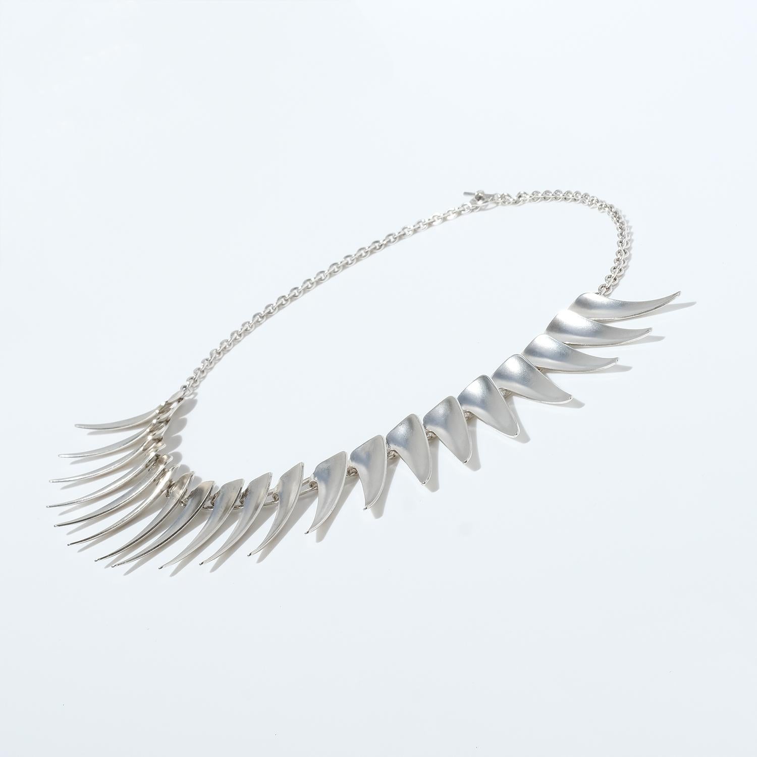 Women's Silver Necklace Made in 1956, Atelier Borgila, Stockholm, Sweden For Sale