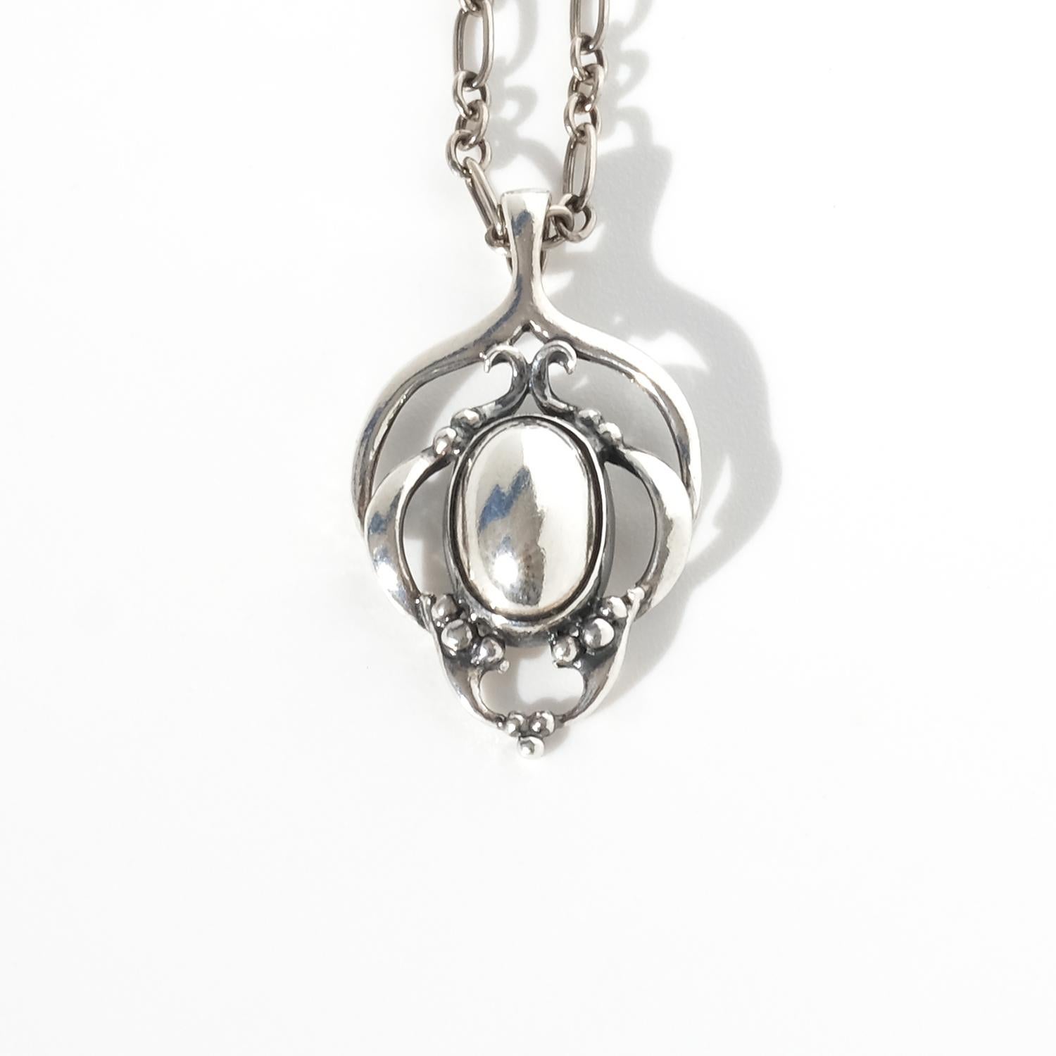 Silver Necklace / Pendant by Georg Jensen In Good Condition For Sale In Stockholm, SE