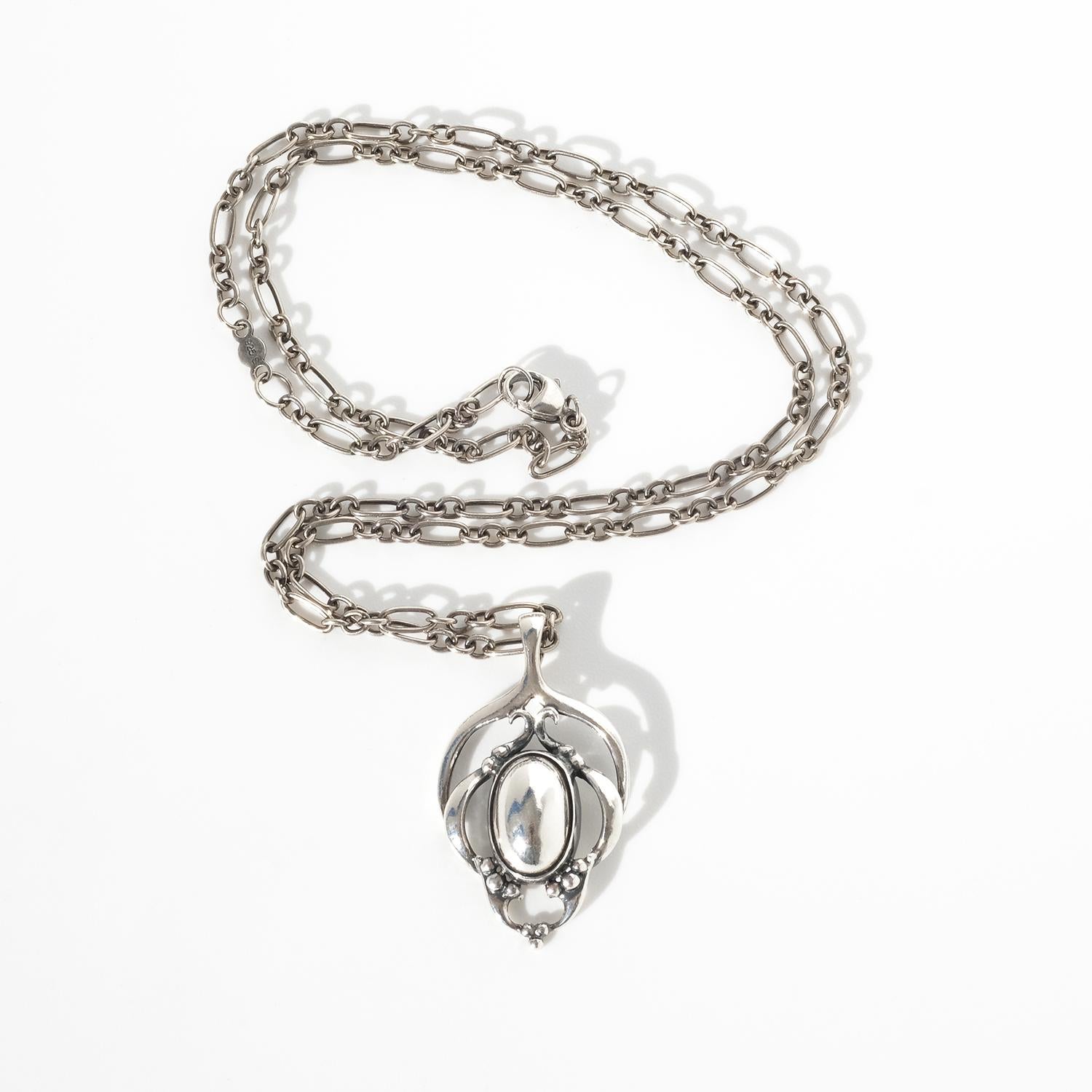 Women's or Men's Silver Necklace / Pendant by Georg Jensen For Sale