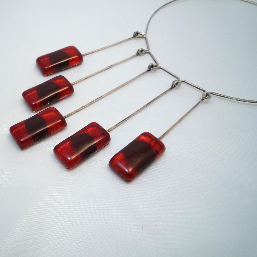 Women's Silver Necklace with Glass Elements, Design of the 1960s, Scandinavia For Sale