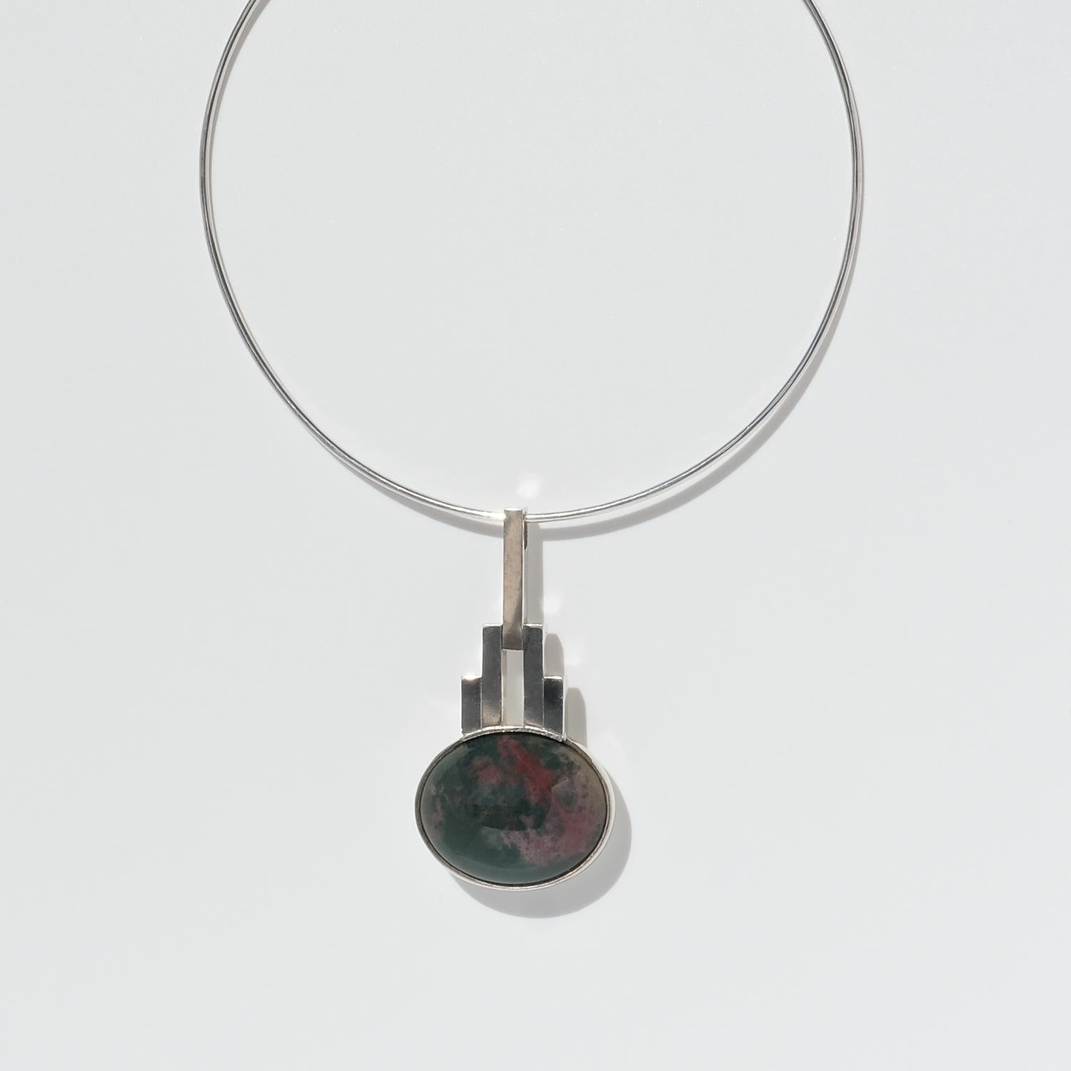 Collana in argento con pietra di diaspro realizzata nel 1967, Svezia in vendita 5