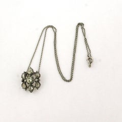 Silver necklace with pendant set with a rose-cut diamond 0.50 ct