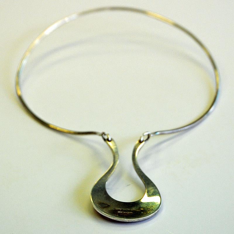 Finnish Silver Necklace with Red Enameled Pendant by Pekka Piekäinen 1977, Finland