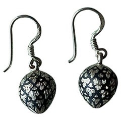 Silver Nielloware Drop Earrings