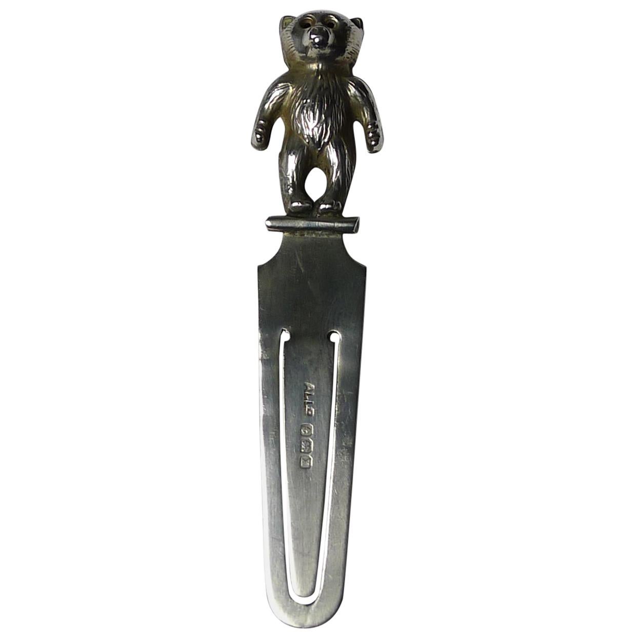 Silver Novelty Bookmark, Teddy Bear, 1922