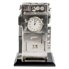Vintage Silver Novelty Perpetual Desk Calendar and Clock
