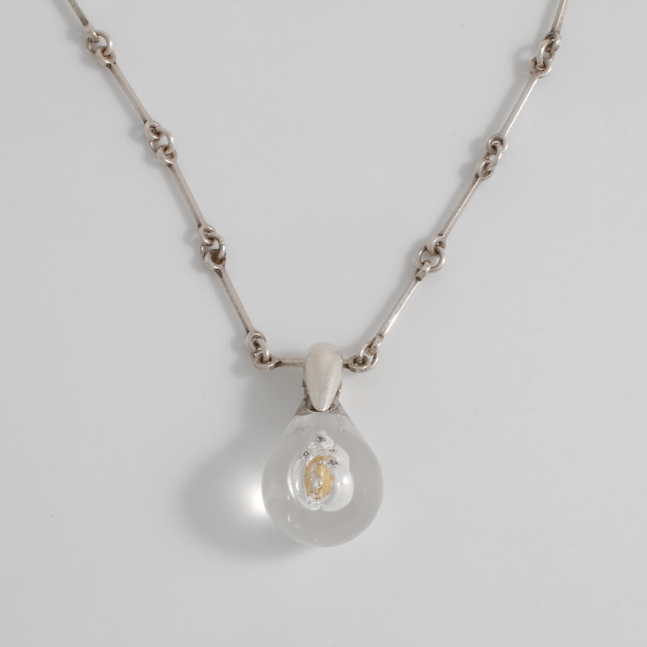 Space Age Silver Nugget necklace by Björn Weckström For Sale