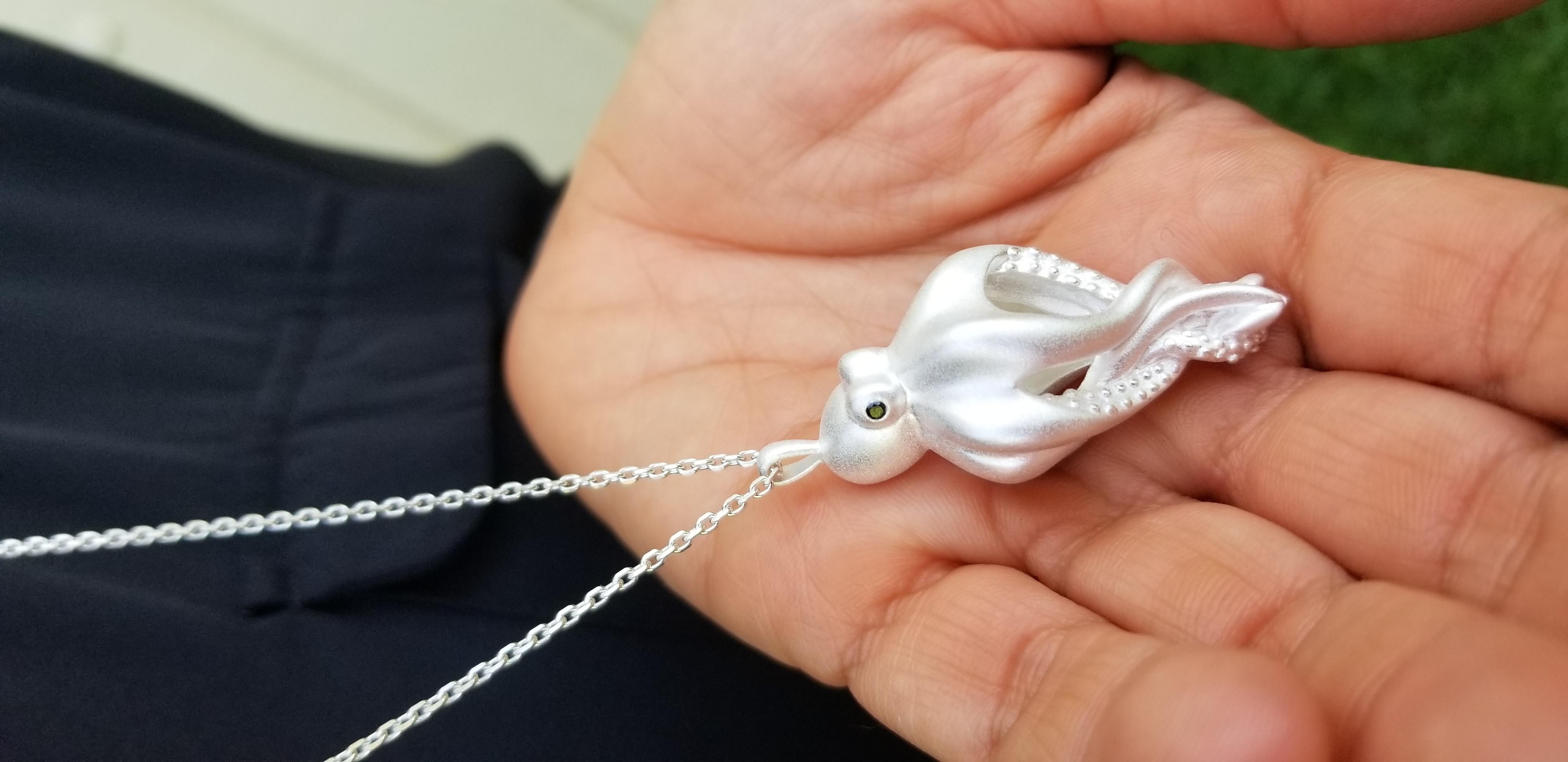 Silver Octopus necklace  In New Condition For Sale In Cold Spring, NY
