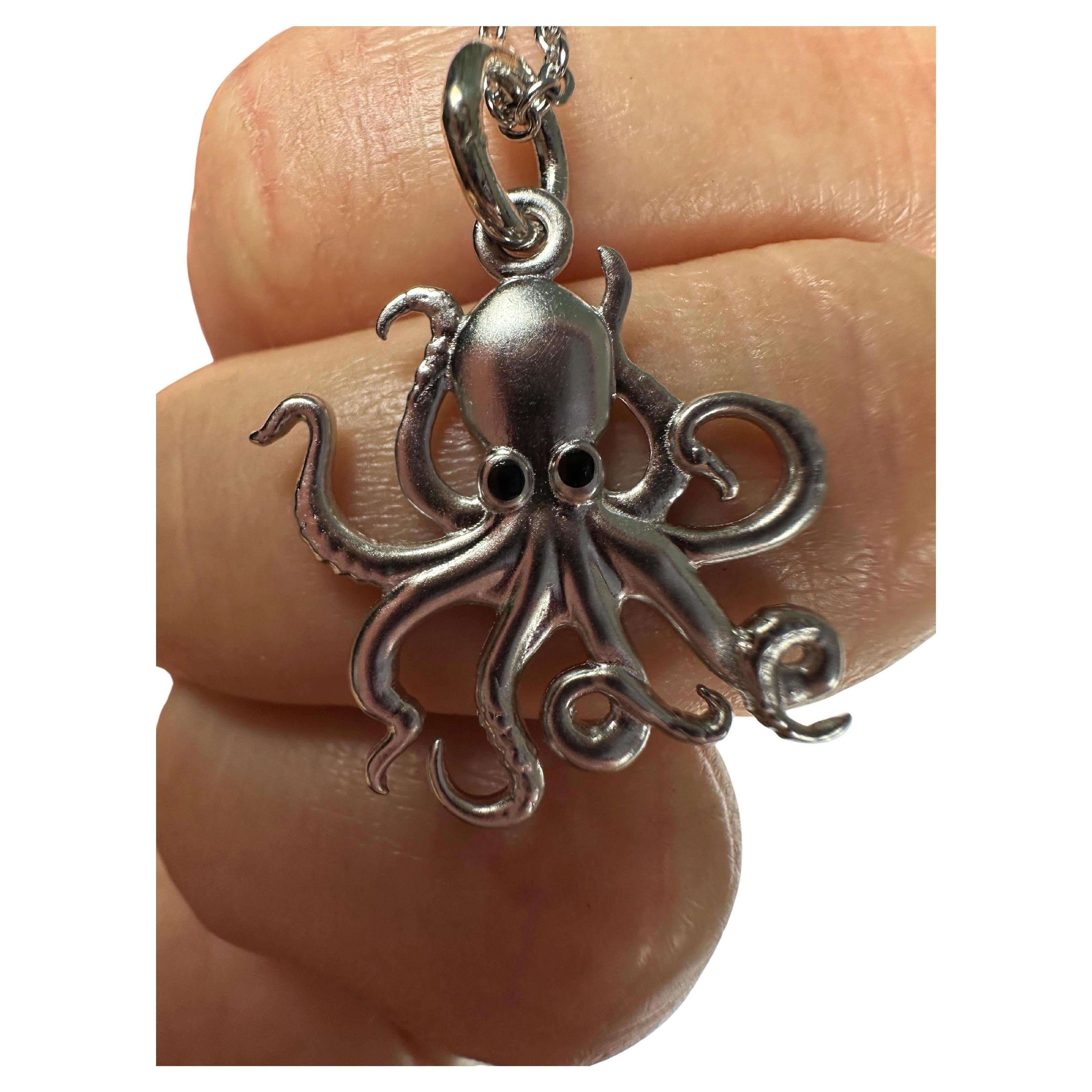Silver octopus pendant necklace 925 silver
