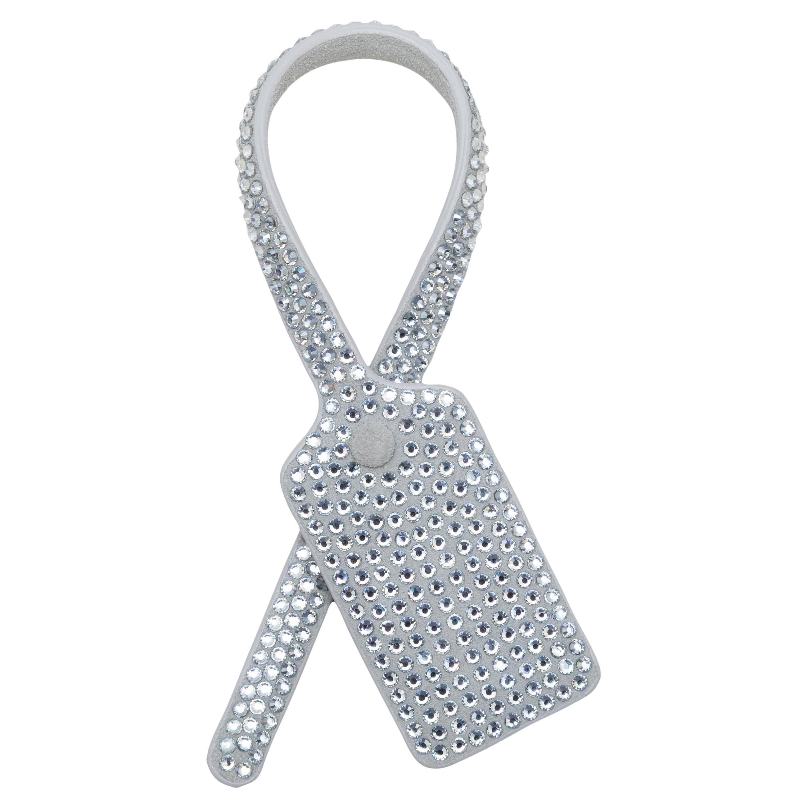Pre-owned Off-white Silver Crystal-embellished Zip Tie Luggage Tag
