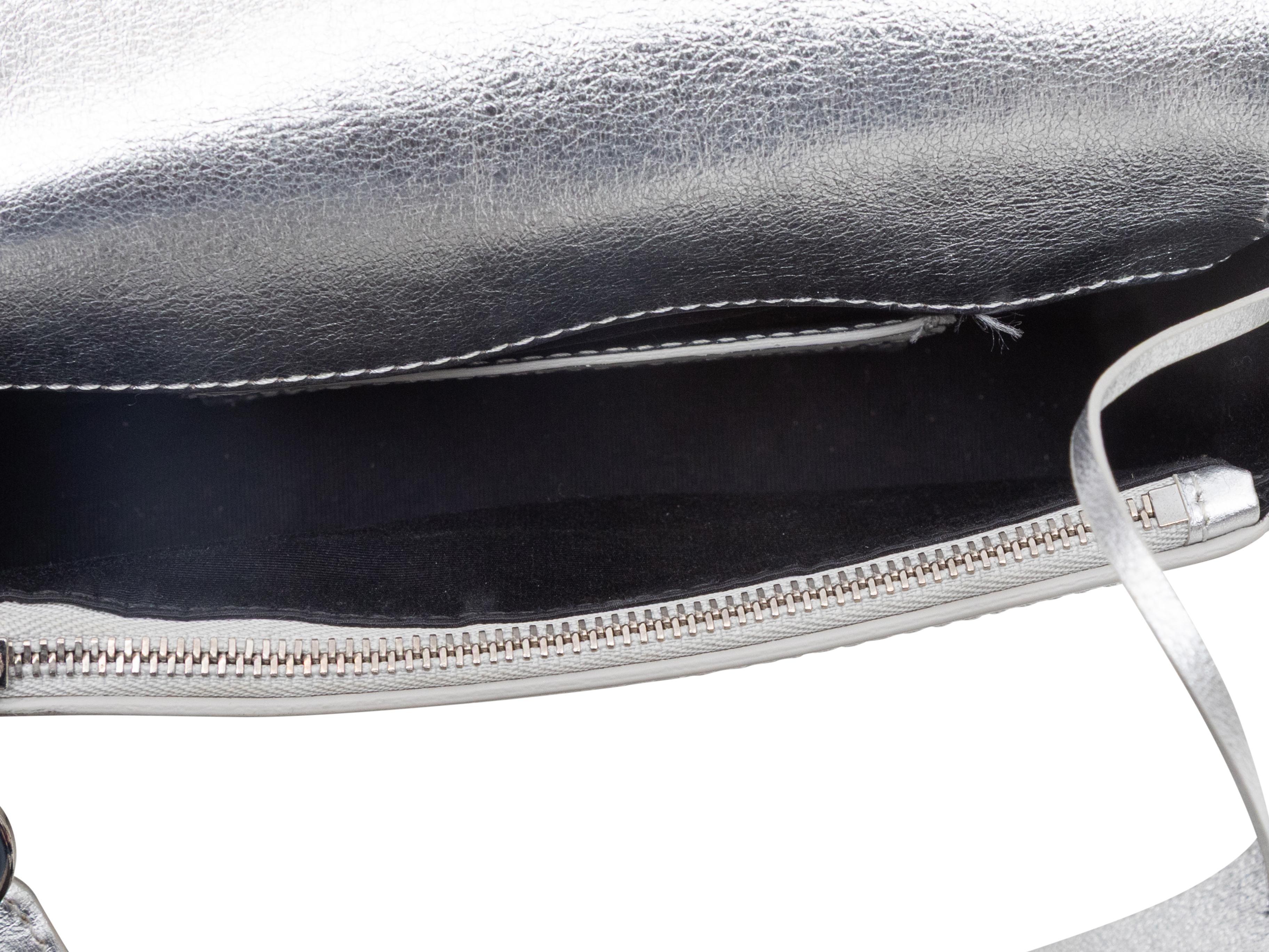 Borsa a tracolla in pelle Off-White argento in vendita 3