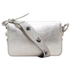 Silver Off-White Leather Crossbody Bag