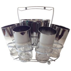 Silver Ombre Highball Set with Ice Bucket and Caddy