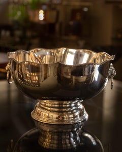 Silver on Copper Rose Bowl with Lion Handles