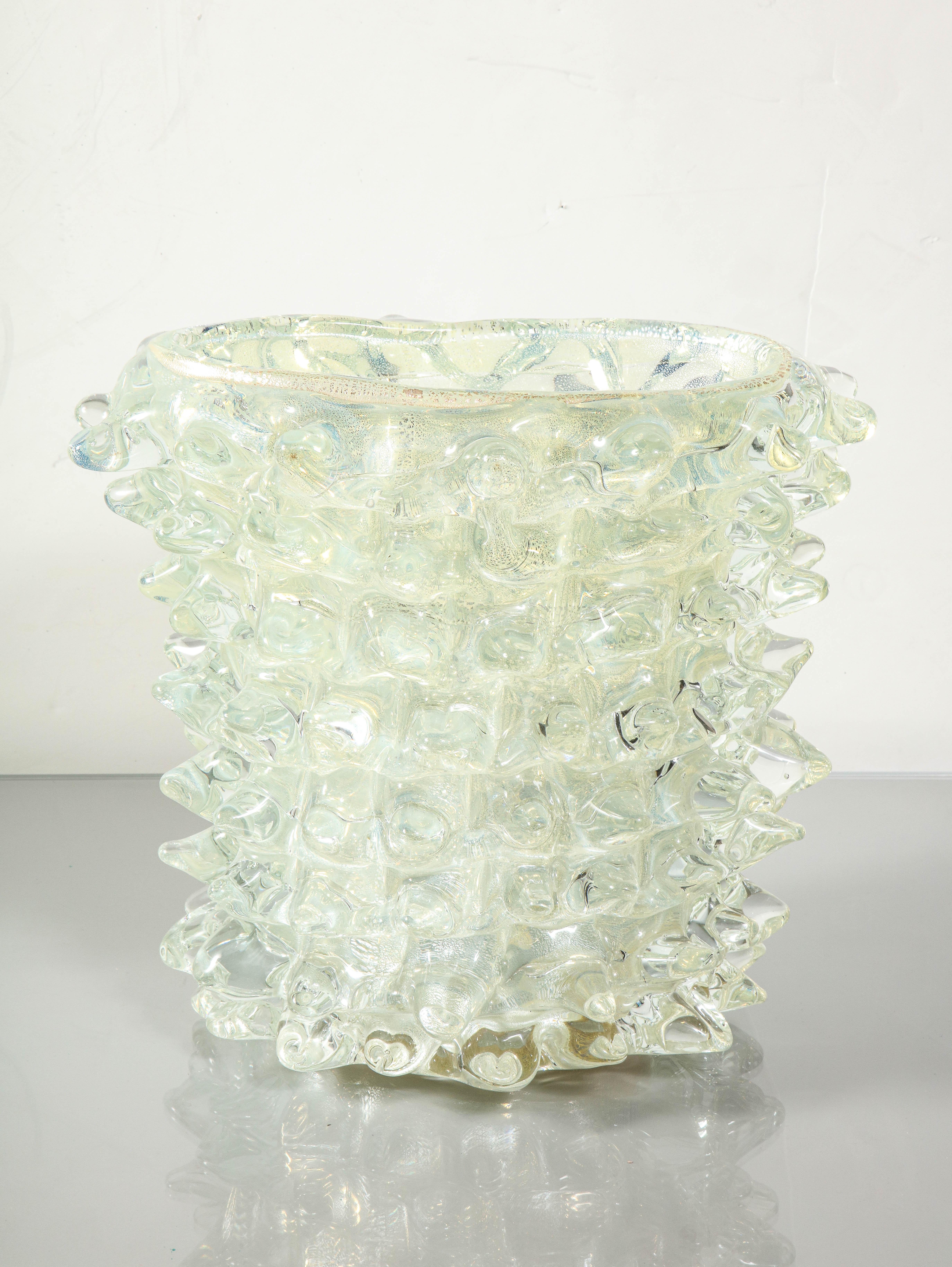 Opalisierendes Murano-Silber-Vase „Rostrate“ im Angebot 3